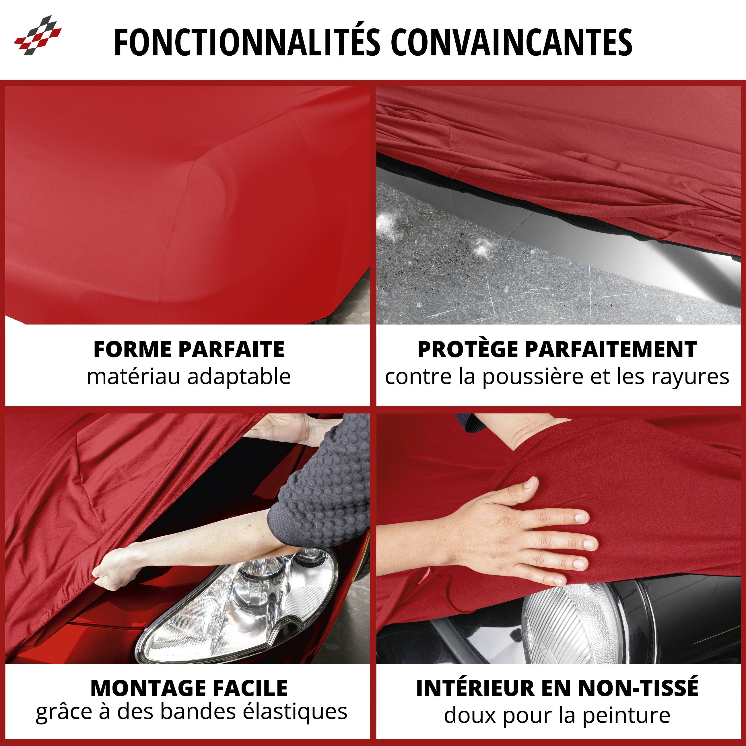 Bâche pour voiture Indoor Stretch Plus Combi taille L rouge