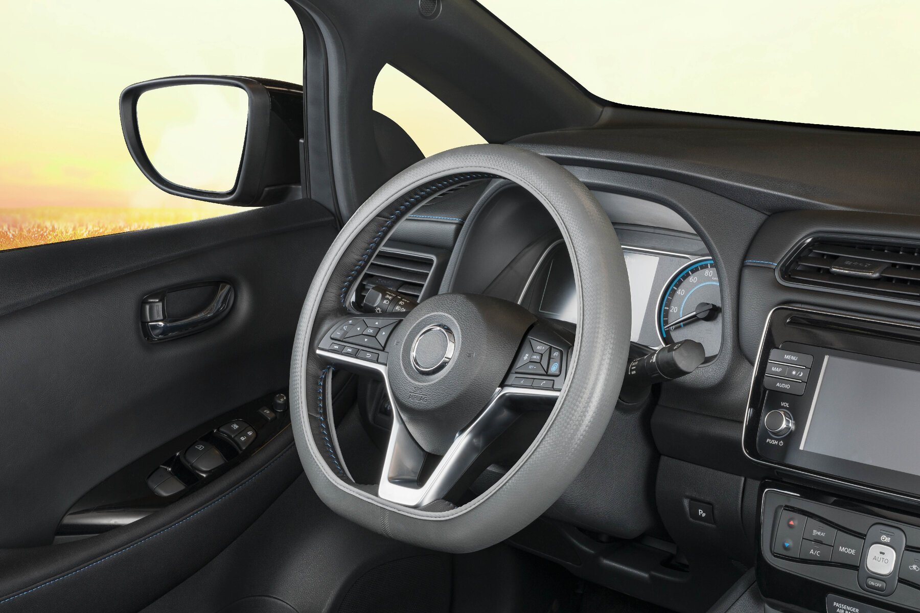 Steering wheel cover Soft Grip Carbon - 38 cm grey