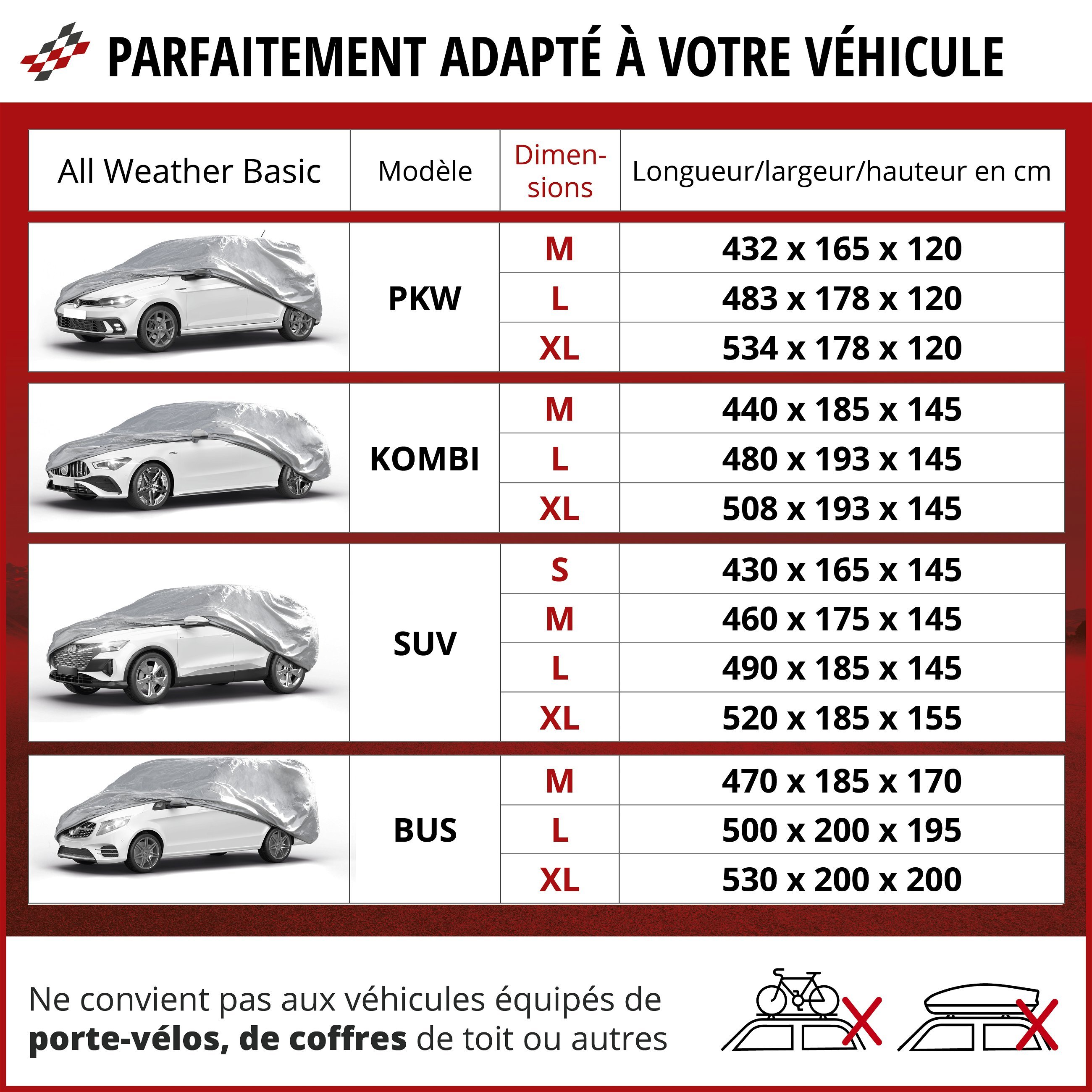 Bâche voiture All Weather Basic, bâche de voiture garage complet Combi taille L argent