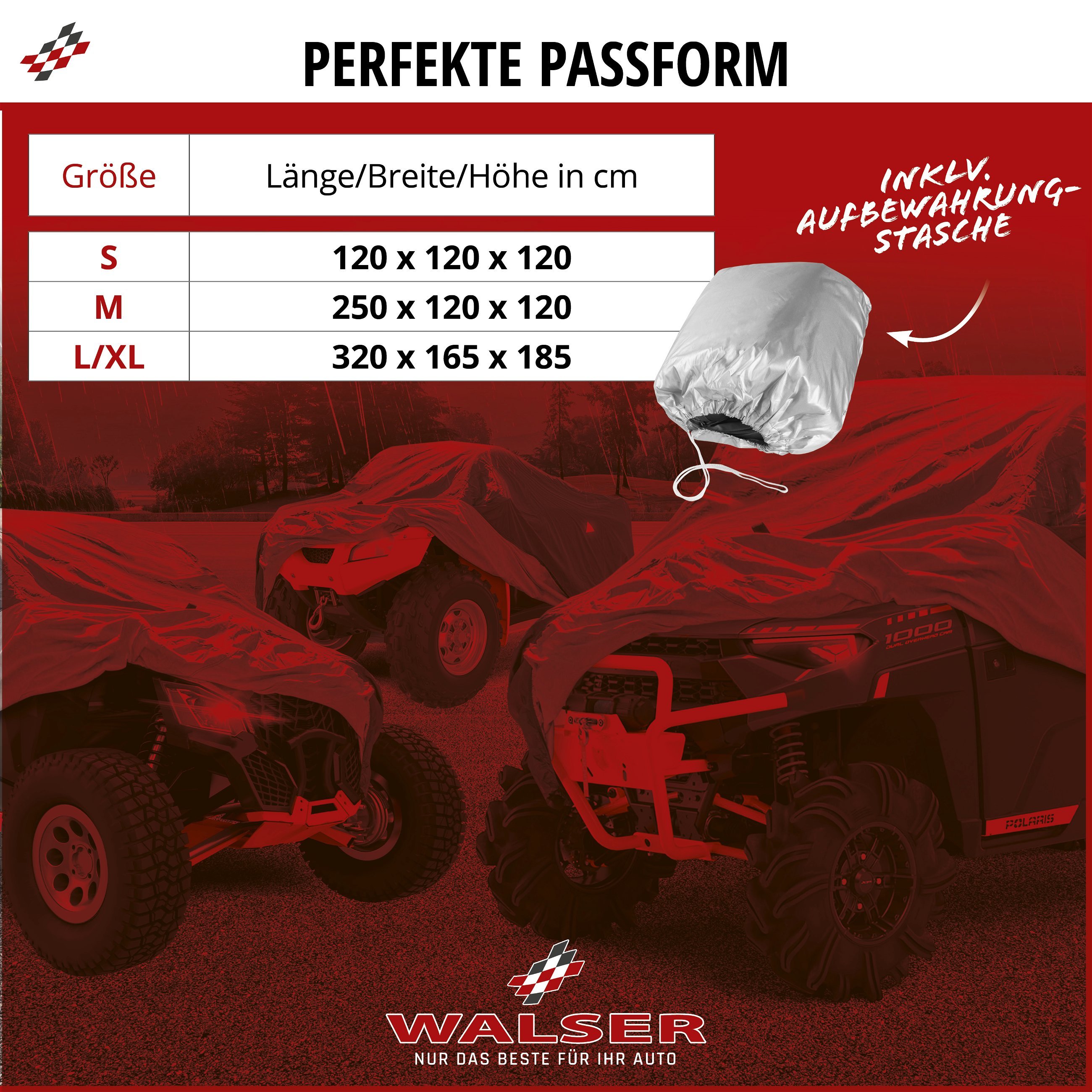Quad Abdeckplane All Weather Plus, Abdeckung für Geländefahrzeuge Größe M grau
