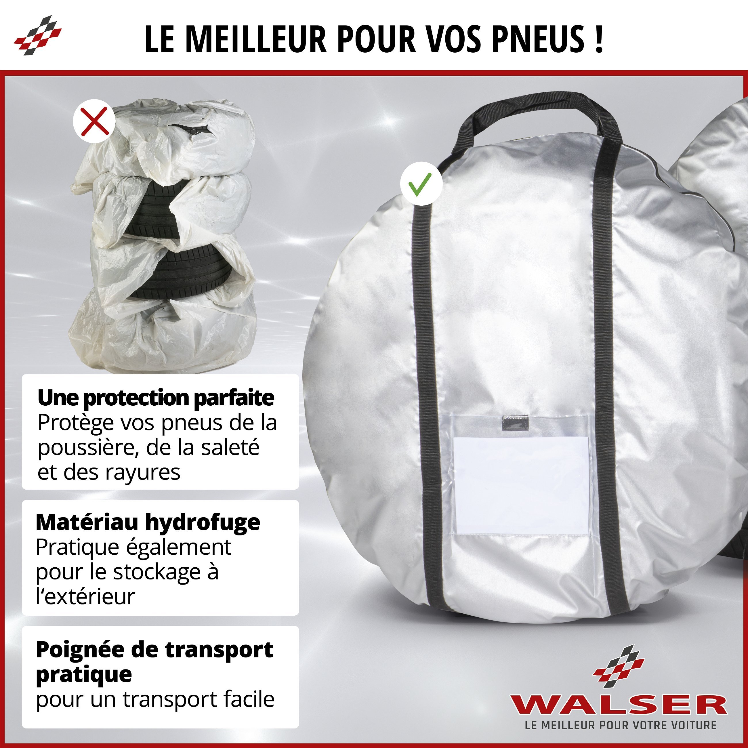 Sac de rangement pour pneus, lot de 2, taille M, housse de protection pour pneus 15-16 pouces
