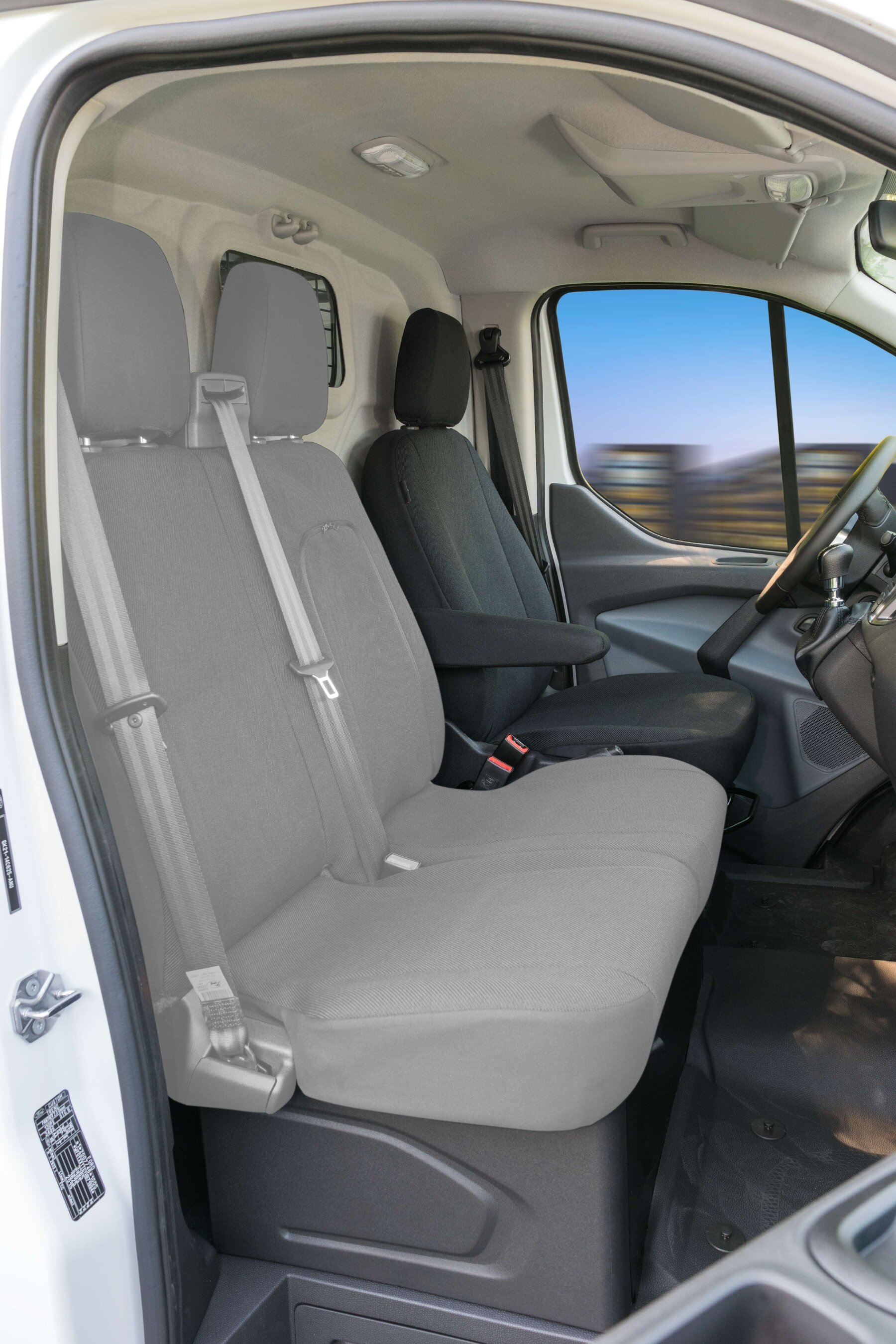 Passform Sitzbezug aus Stoff kompatibel mit Ford Transit, Einzelsitz mit Armlehne innen