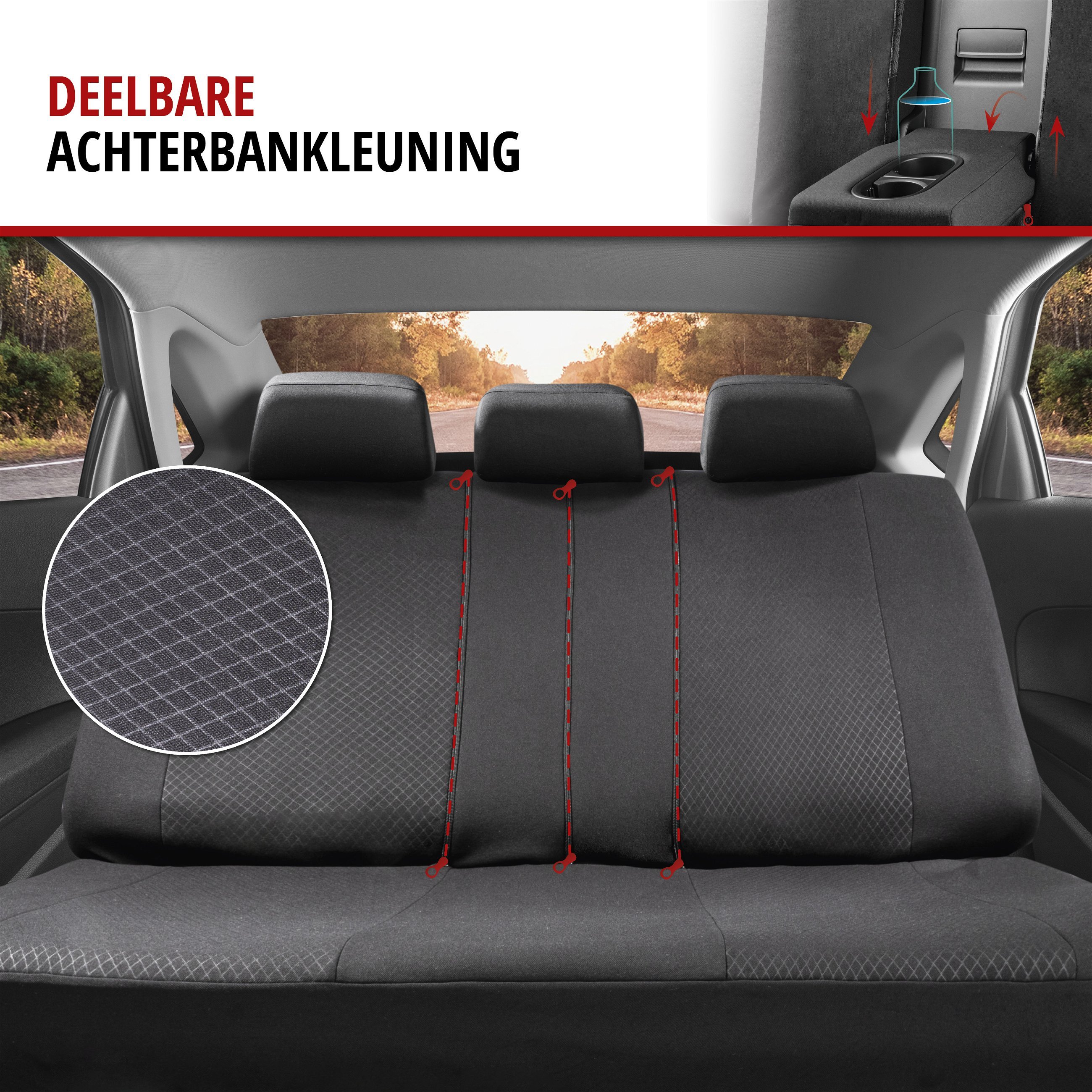 Autostoelbekleding Dundee met Zipper ZIPP-IT, Autostoelhoes set, 2 stoelbeschermer voor voorstoel, 1 stoelbeschermer voor achterbank zwart/blauw