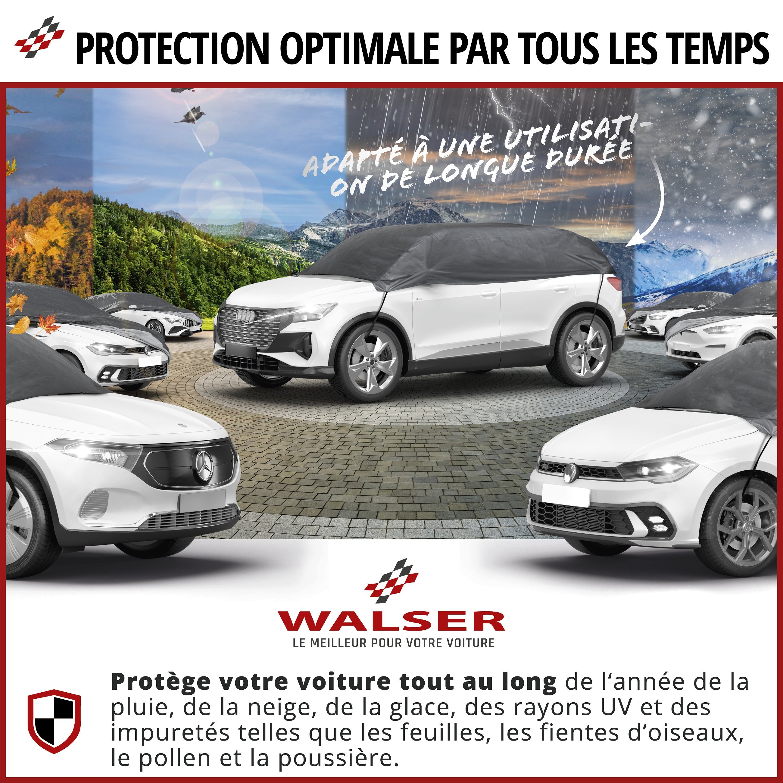 Bâche voiture All Weather Basic, bâche de voiture demi-garage taille XL gris