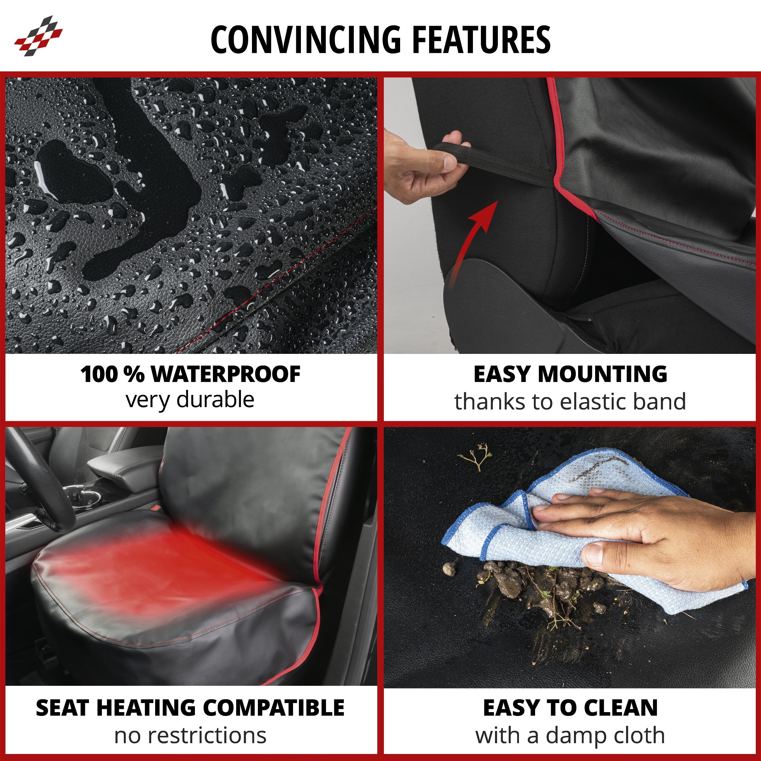 Car seat cover Guardian, front car seat cover, car seat protector black/red