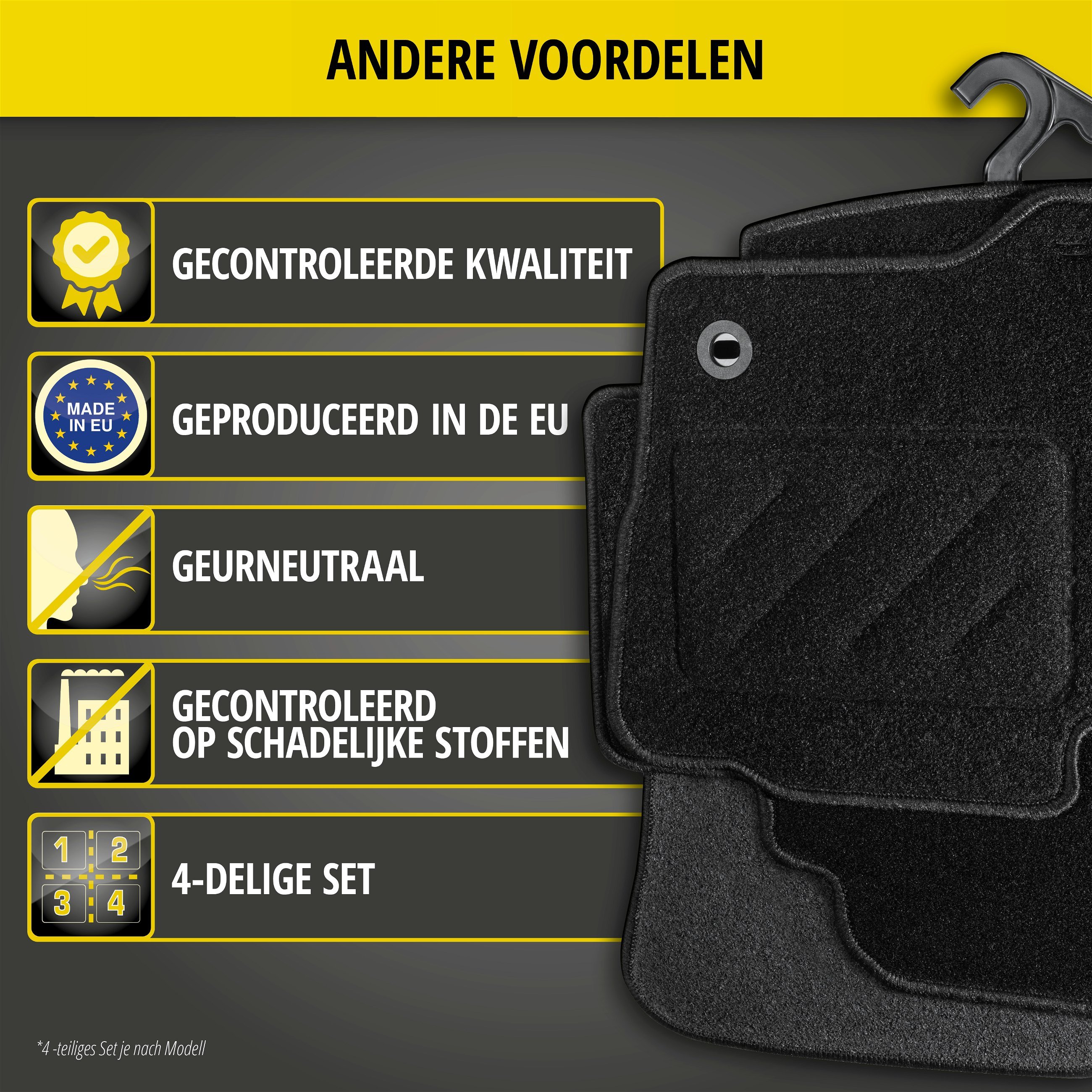 Naaldvilt Velours voetmatten geschikt voor Audi A6 C8/C8 Avant/C8 Allroad 2018-Vandaag