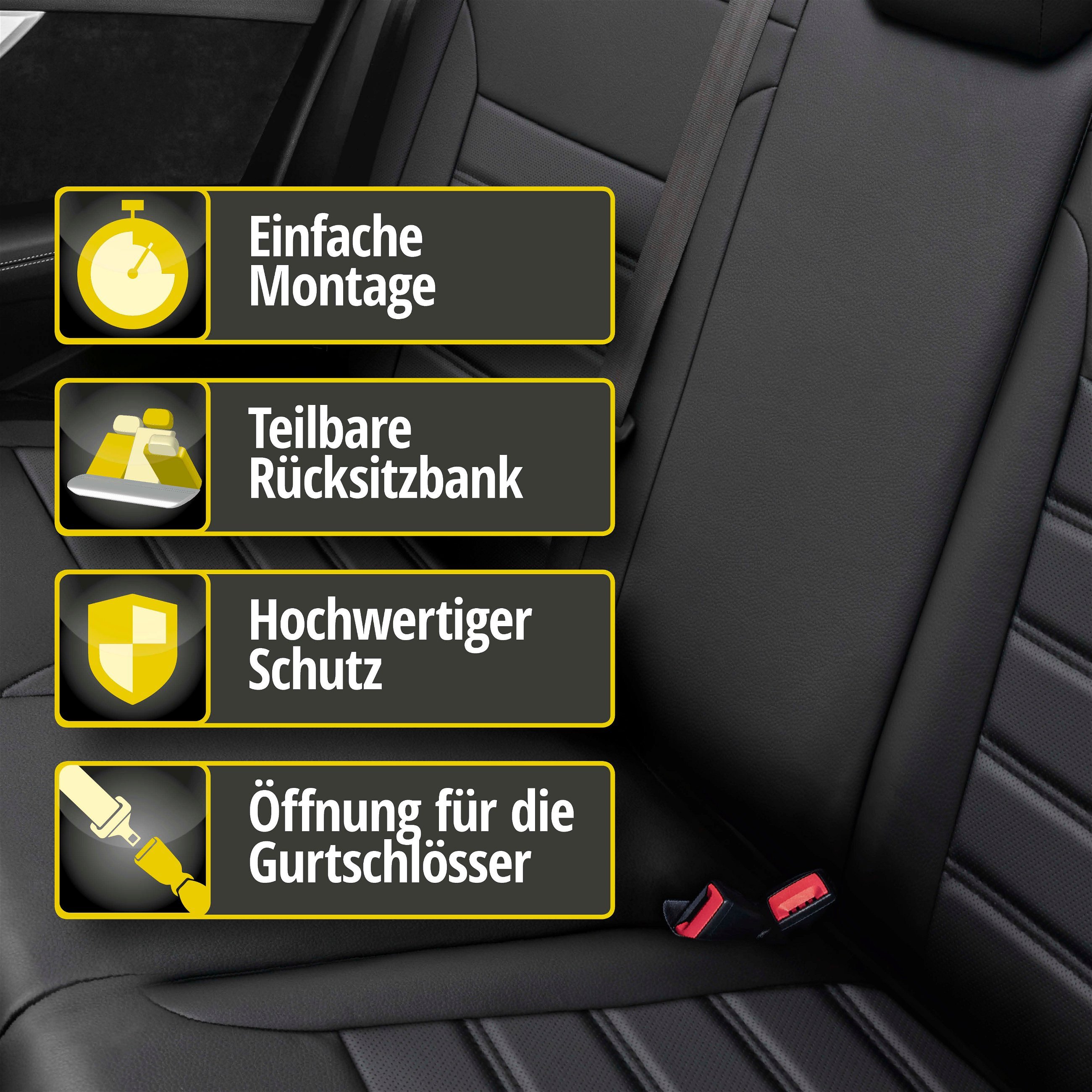 Passform Sitzbezug Robusto für Hyundai i10 (BA, IA) 08/2013-Heute, 1 Rücksitzbankbezug für Normalsitze