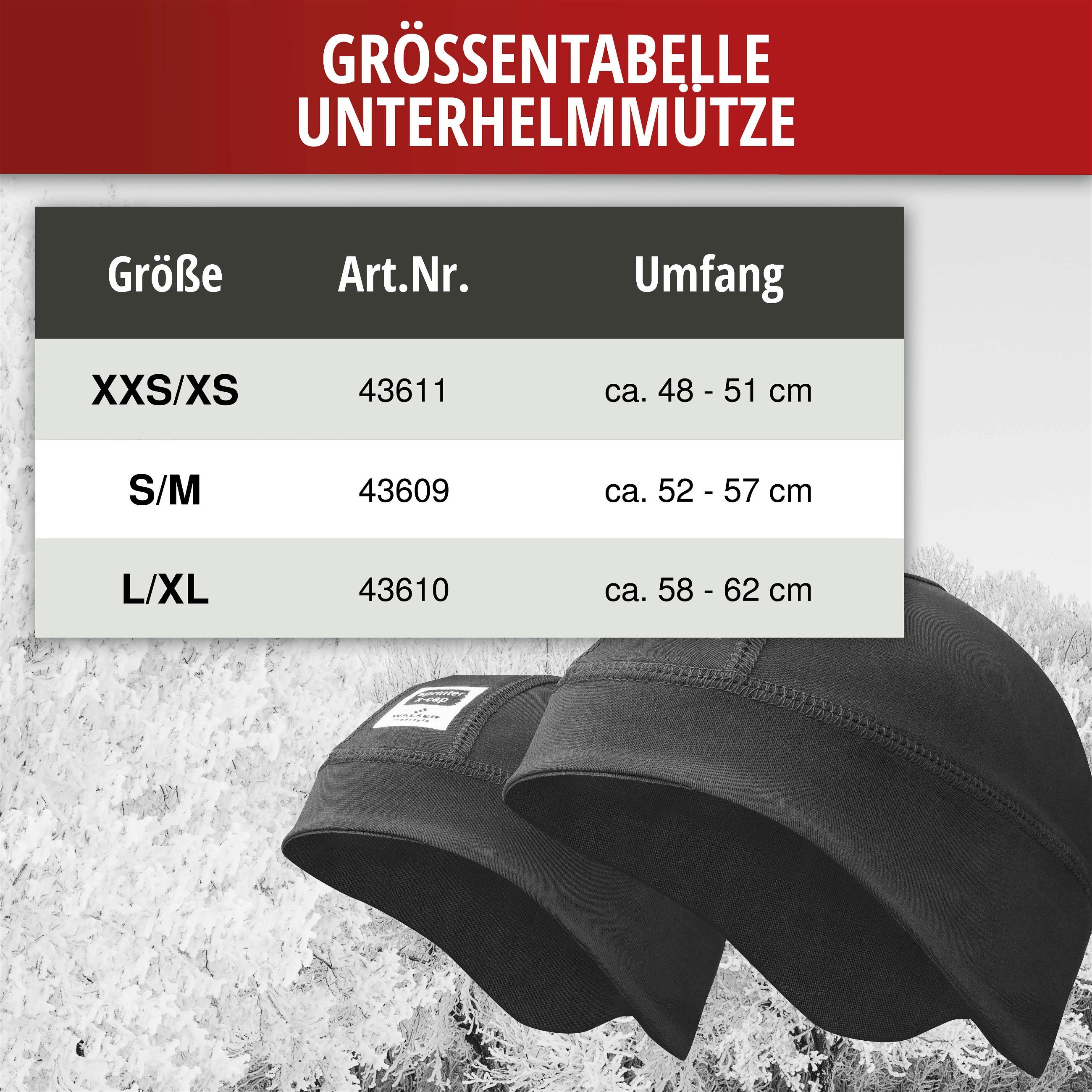 Skihelm Untermütze L/XL Gr. 58-62