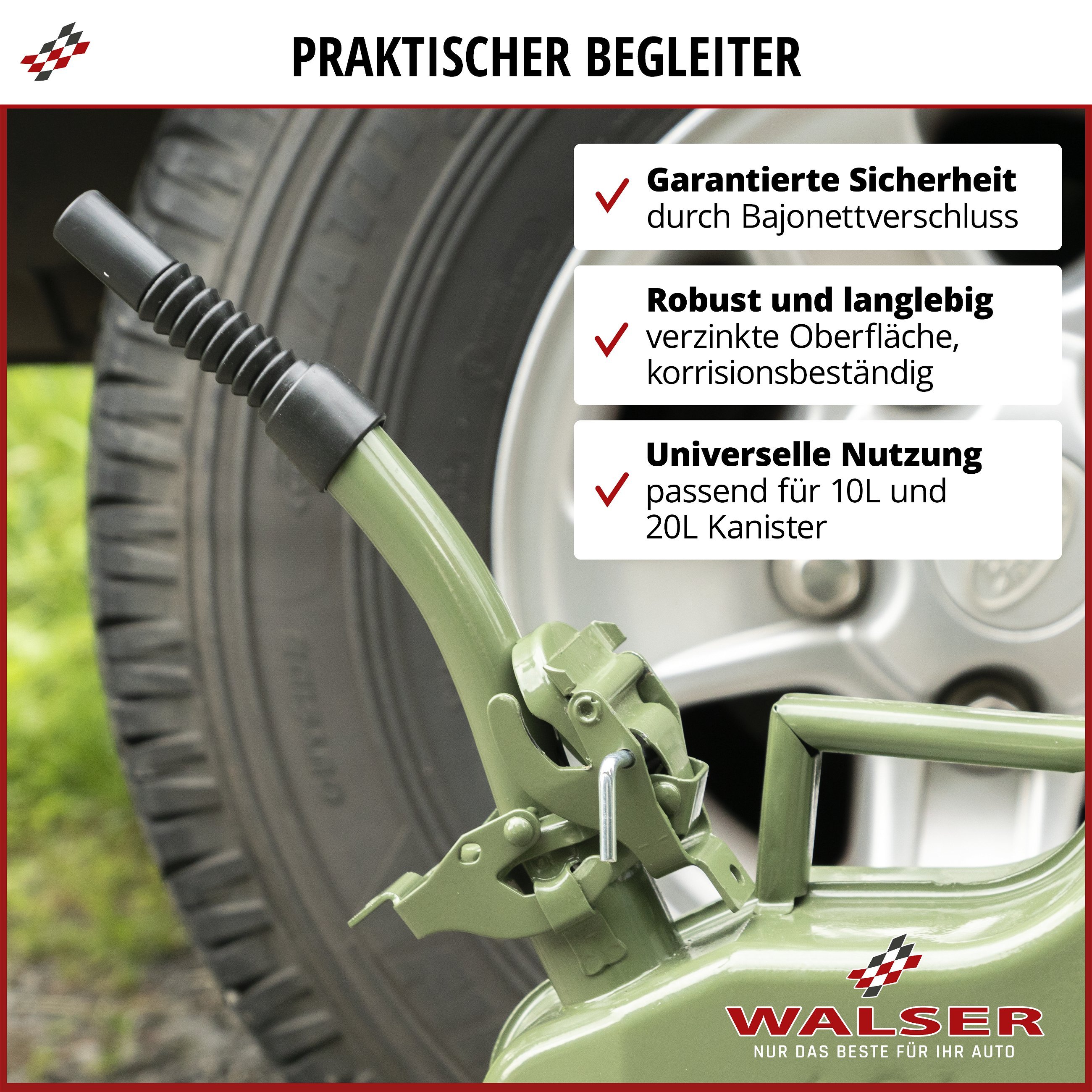 Benzinkanister Ausgießer, Ausgießer für Kanister olivegrün 25 cm