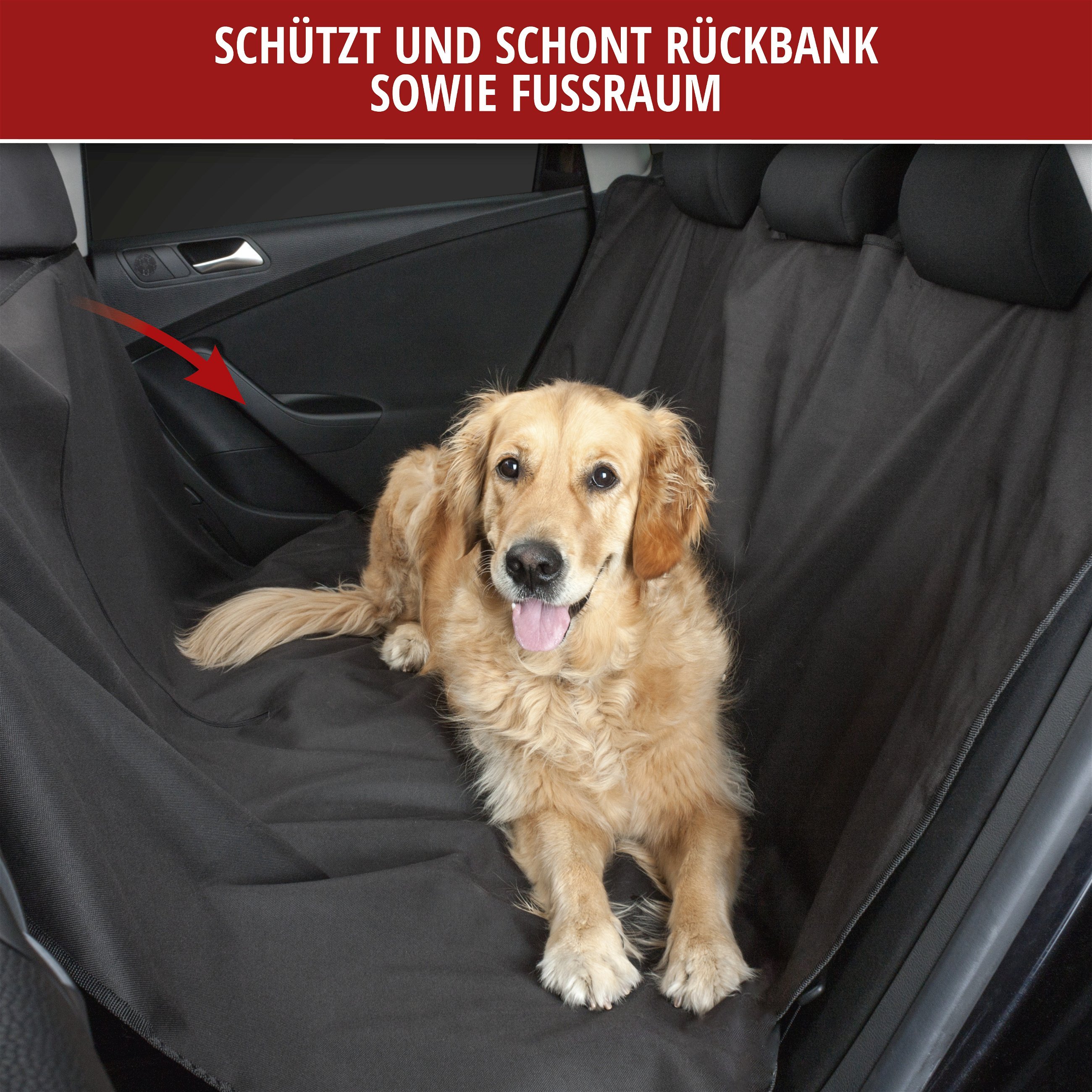 Auto-Hundedecke Nero, wasserabweisende Rücksitzbank-Schutzdecke schwarz
