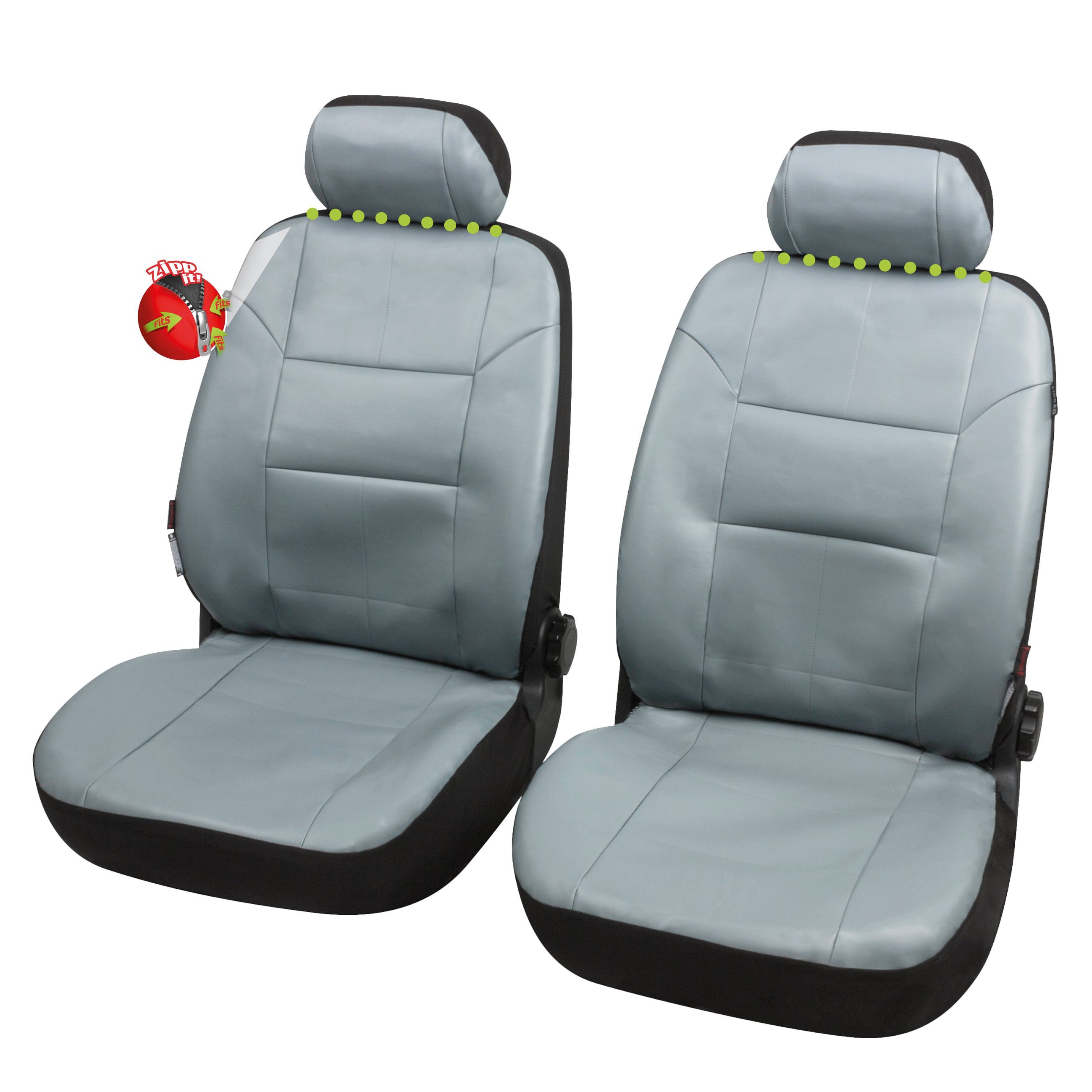ZIPP IT Granada Car Seat covers for two front seats with zip system anthracite