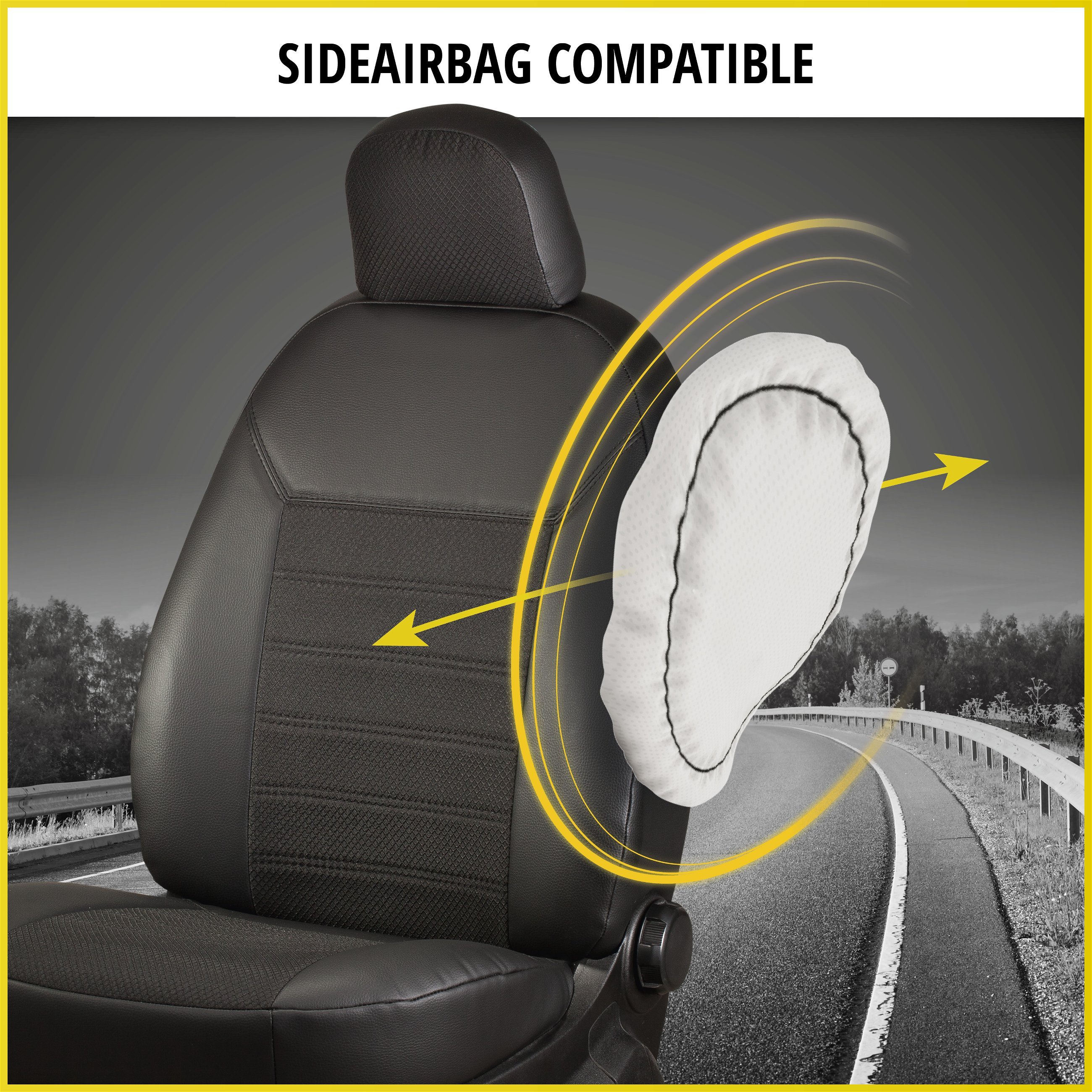 Premium Seat Cover for Mercedes-Benz Sprinter 02/2018-Today, 2 single seat covers front + 1 armrest cover