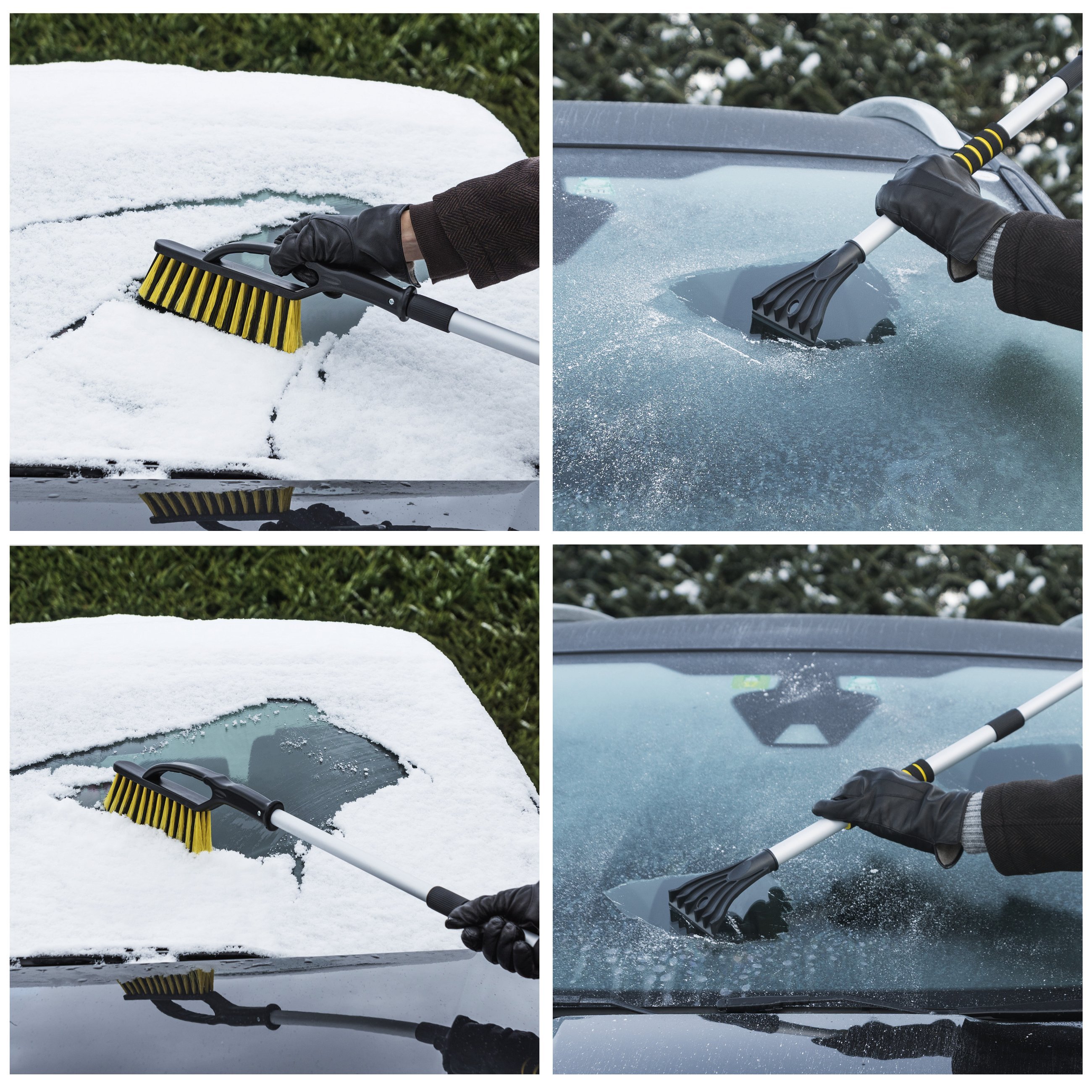 Schneebesen mit Eiskratzer, Auto-Eisschaber teleskopierbar 92-132