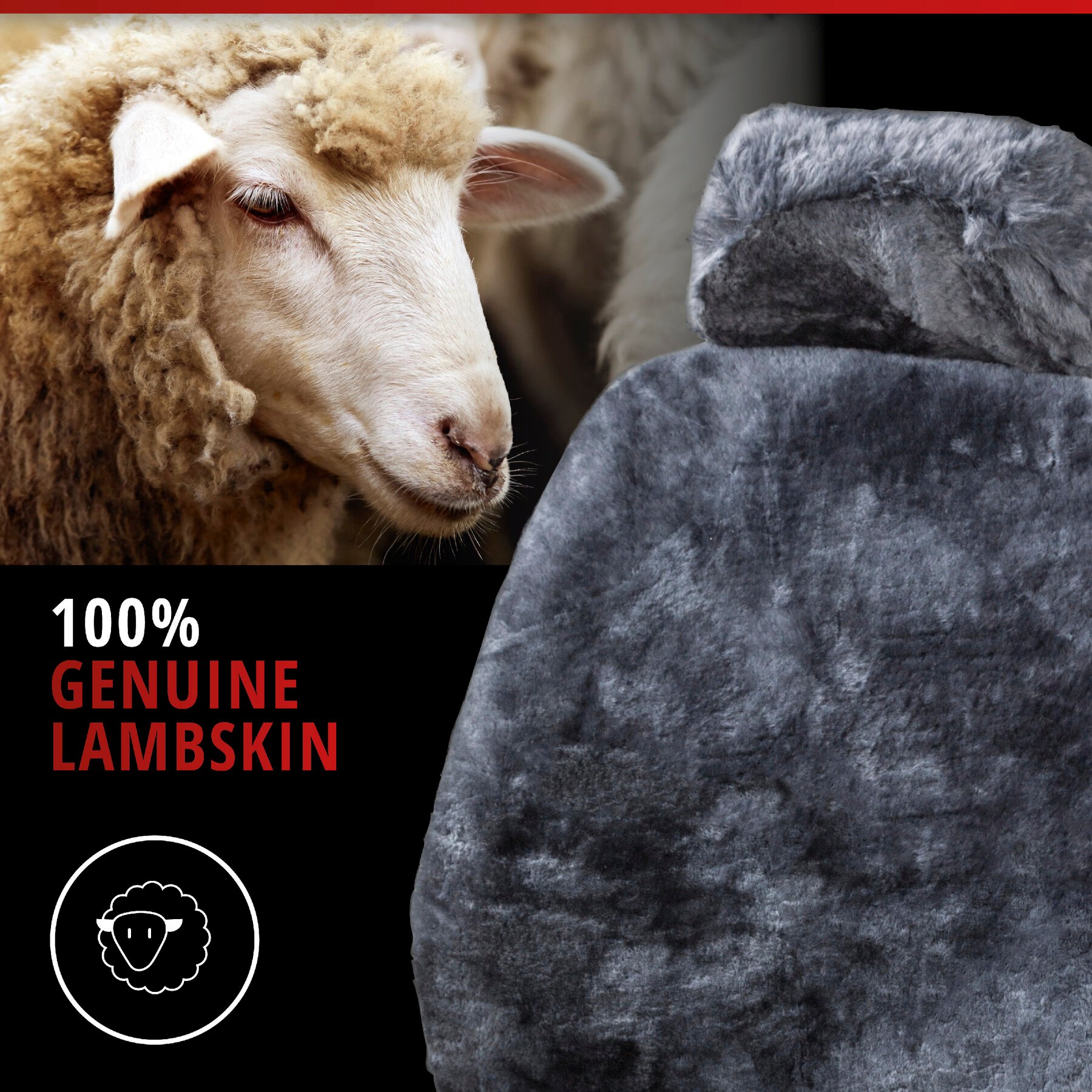 Car Seat cover Iva made of lambskin anthracite with ZIPP IT system