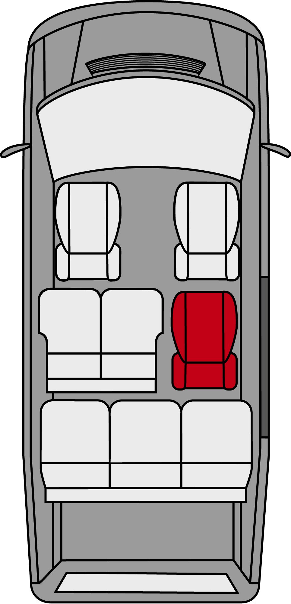 Housse de siège Transporter en tissu pour VW T6, siège arrière simple