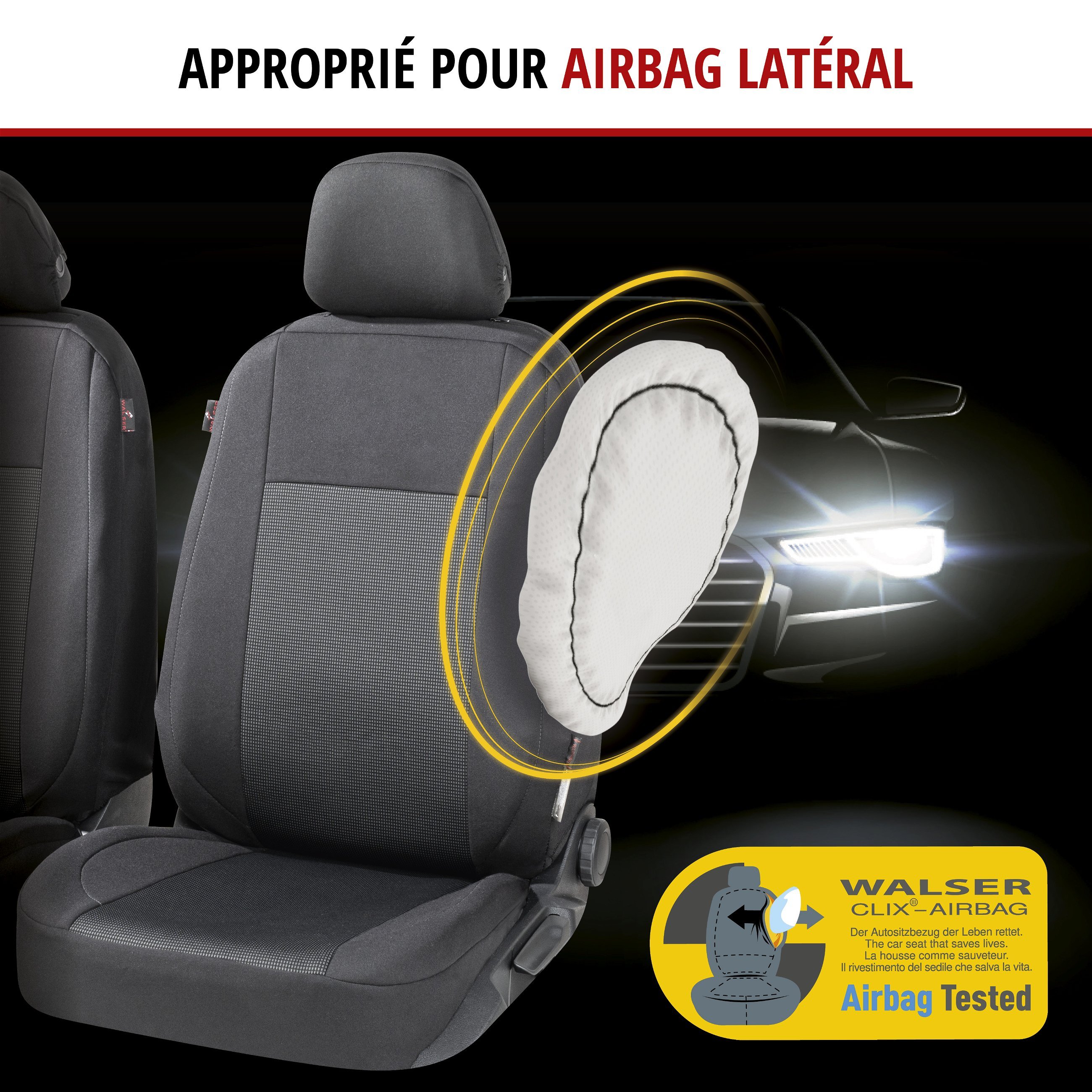 ZIPP IT Premium Housse de sièges Ardwell complet avec système de fermeture éclair noir/gris