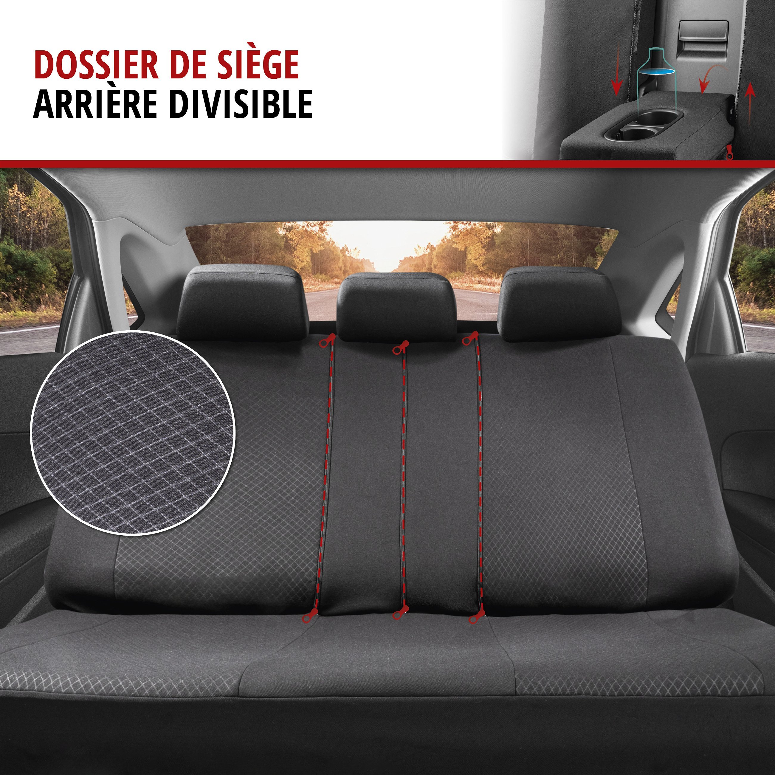 ZIPP IT Housse de sièges Dundee complet avec système de fermeture éclair noir/gris