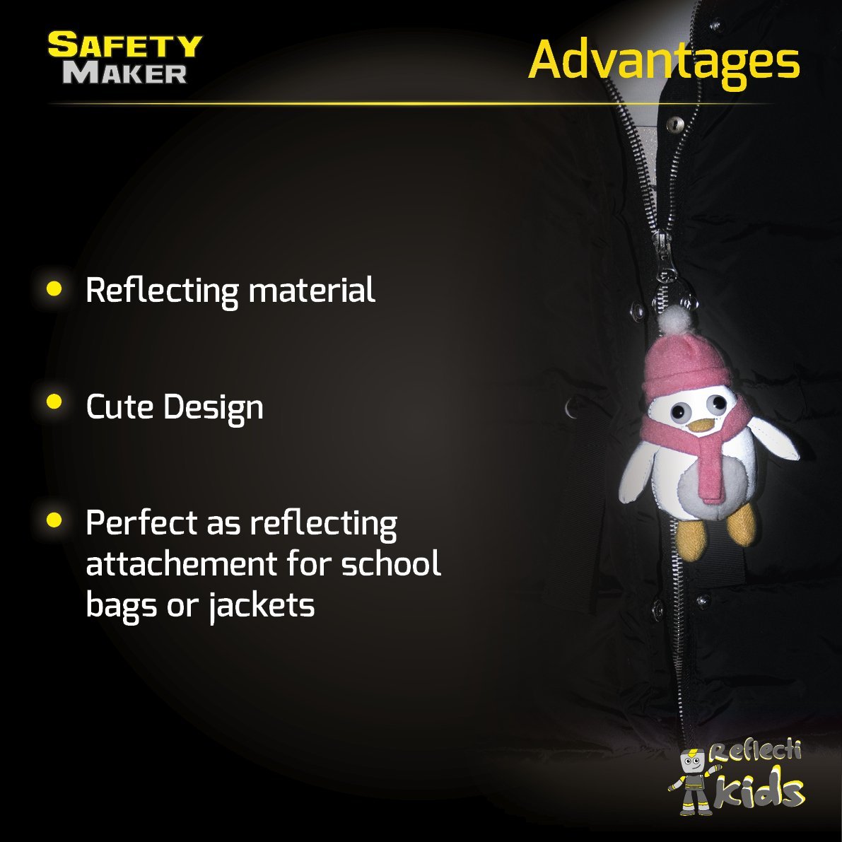 Safety Maker Soft Pendant Pengu silver reflective
