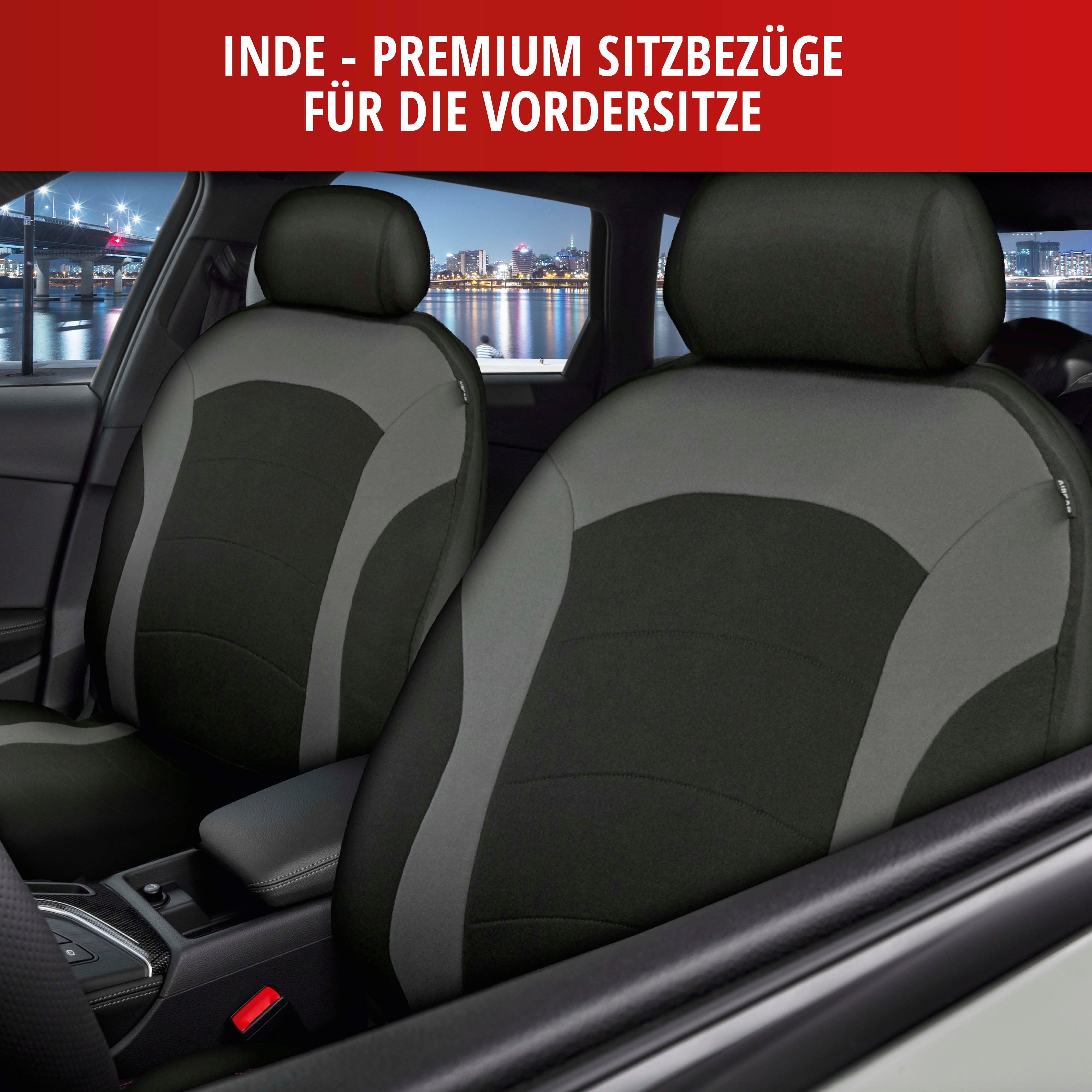 Autositzbezug ZIPP-IT Premium Inde, PKW-Schonbezüge für 2 Vordersitze mit Reißverschluss-System schwarz/grau