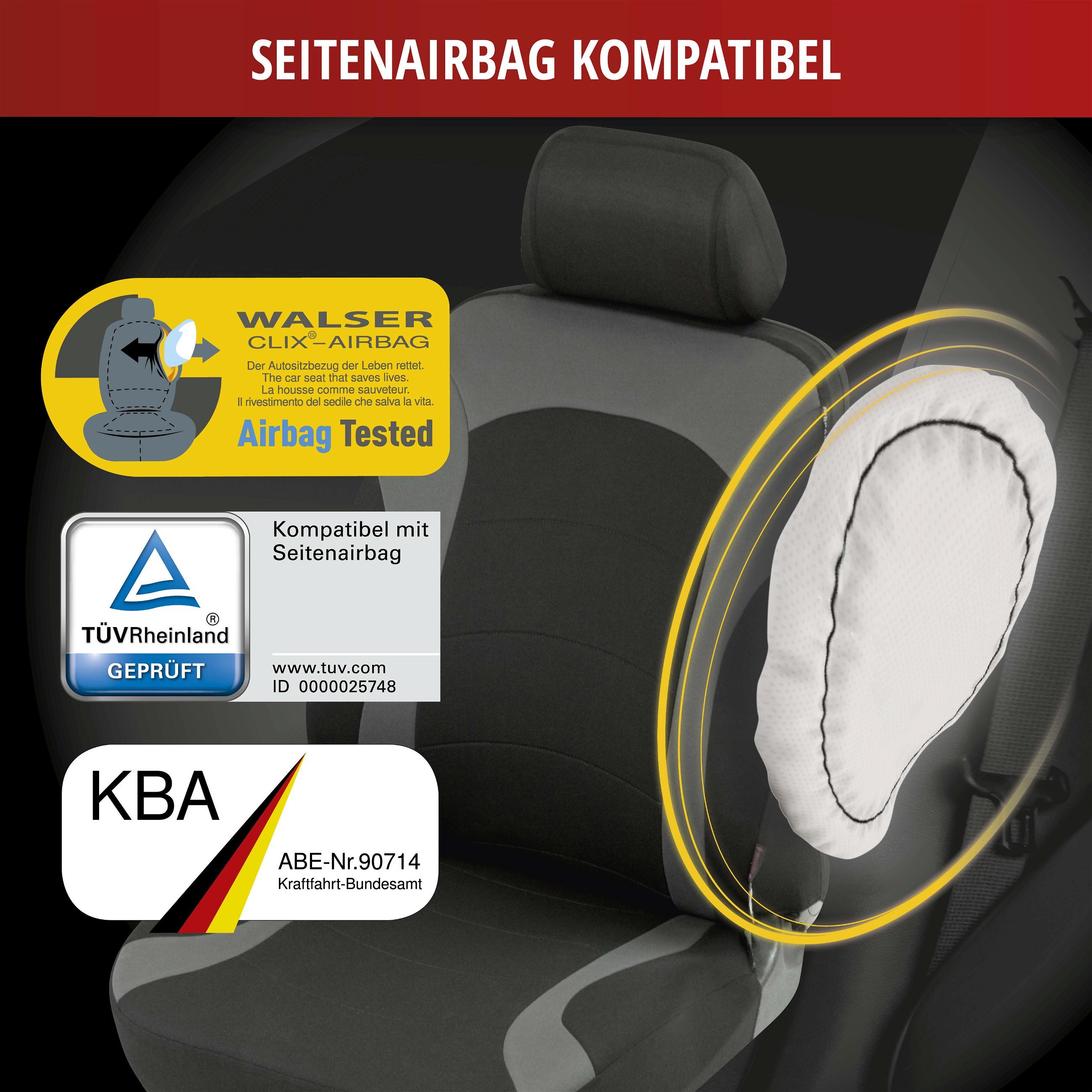 Congxy Autositzbezüge Komplett Set Universal in Premium Design, Schonbezüge  für die Vordersitze & Rückbank, Auto Sitzbezüge Airbag Geeignet