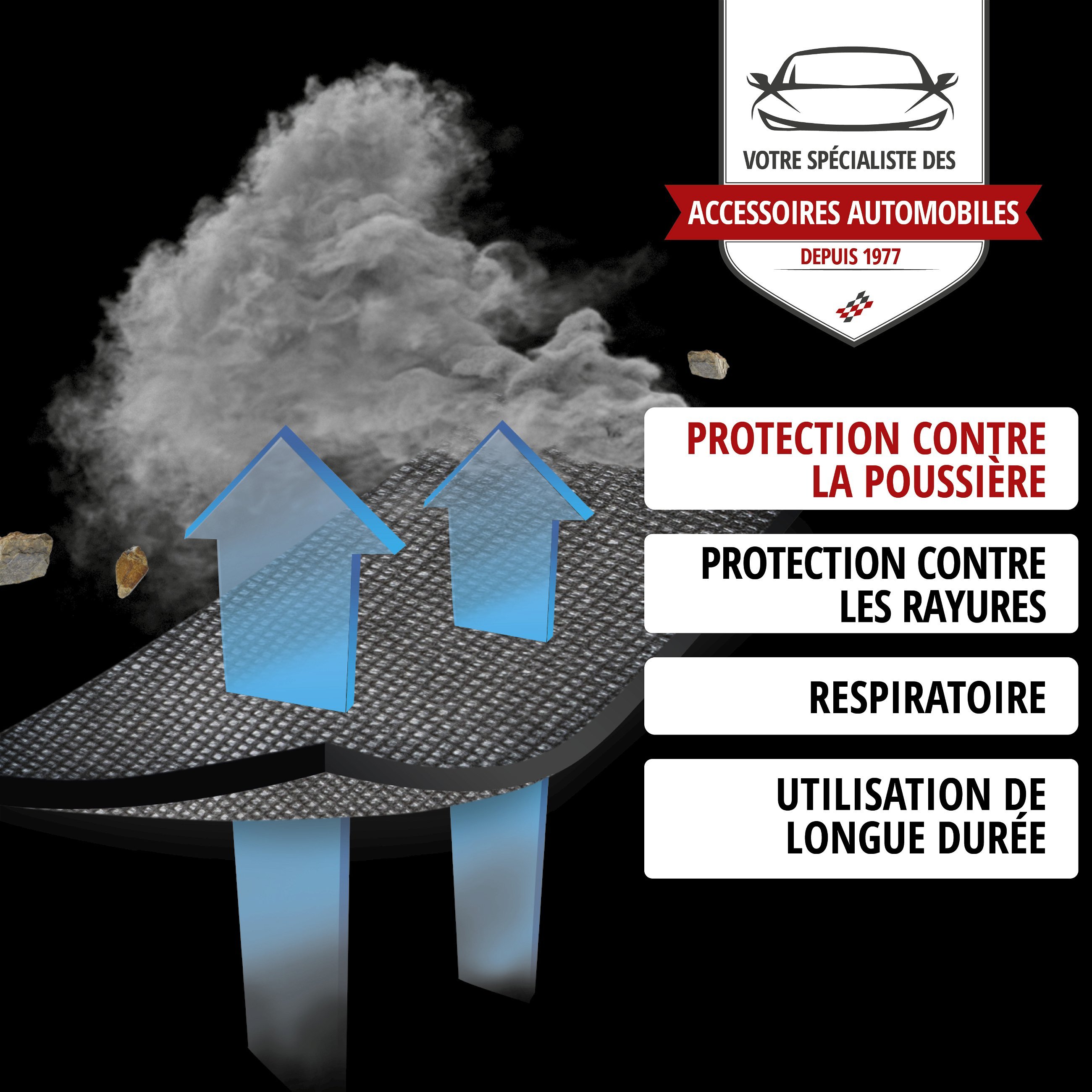 Bâche pour voiture Indoor Eco taille XL gris/noir