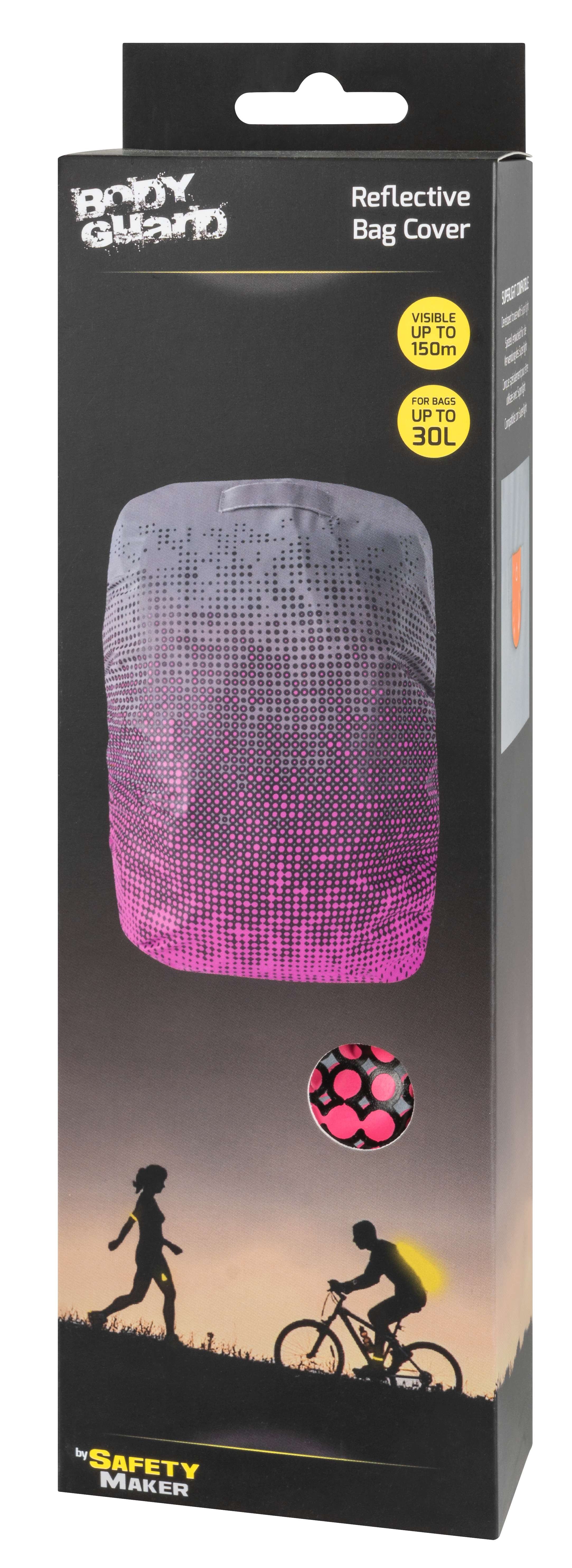 Reflective bag cover silver-pink reflective