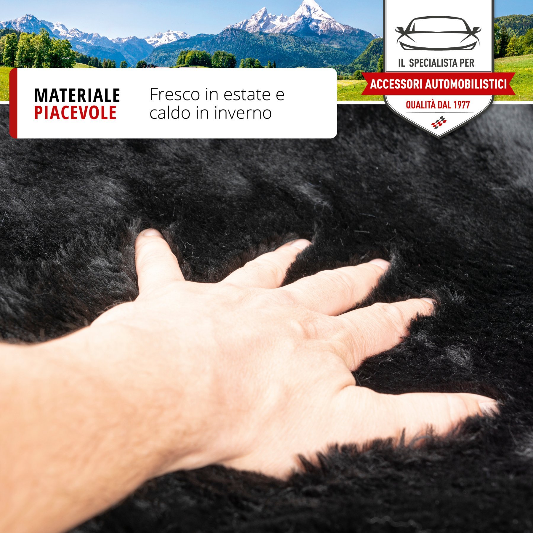 Coprisedili auto Maya in pelle d'agnello nero
