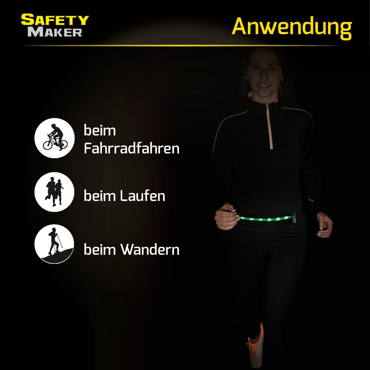 LED Gürteltasche schwarz grün