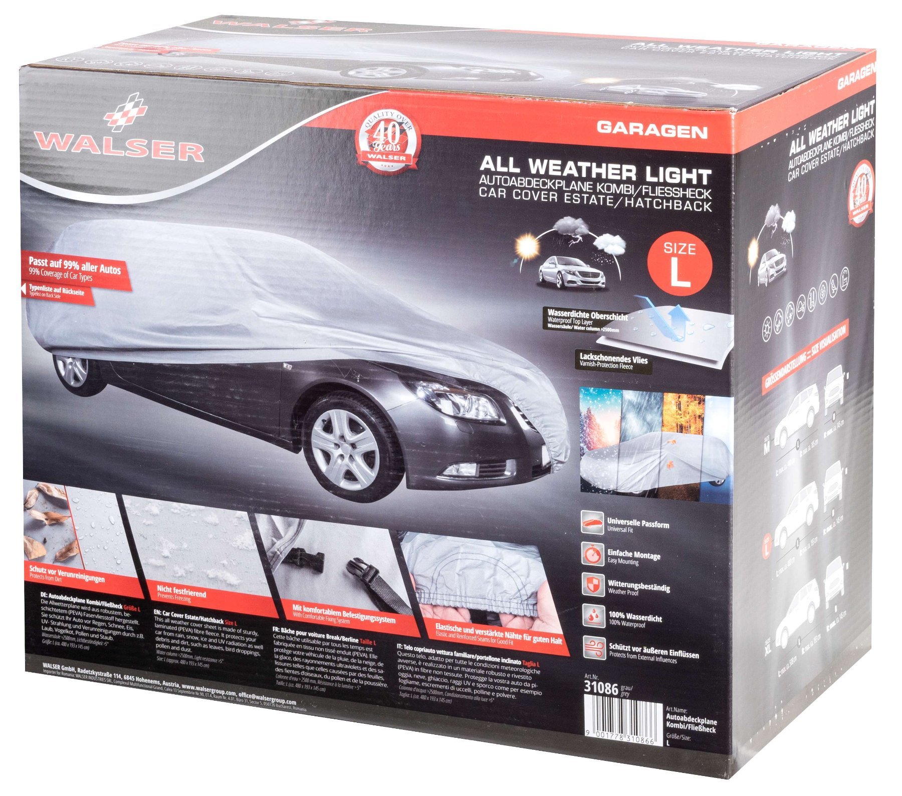 Telone protettivo All Weather Light Kombi Dimensioni garage completo L grigio chiaro