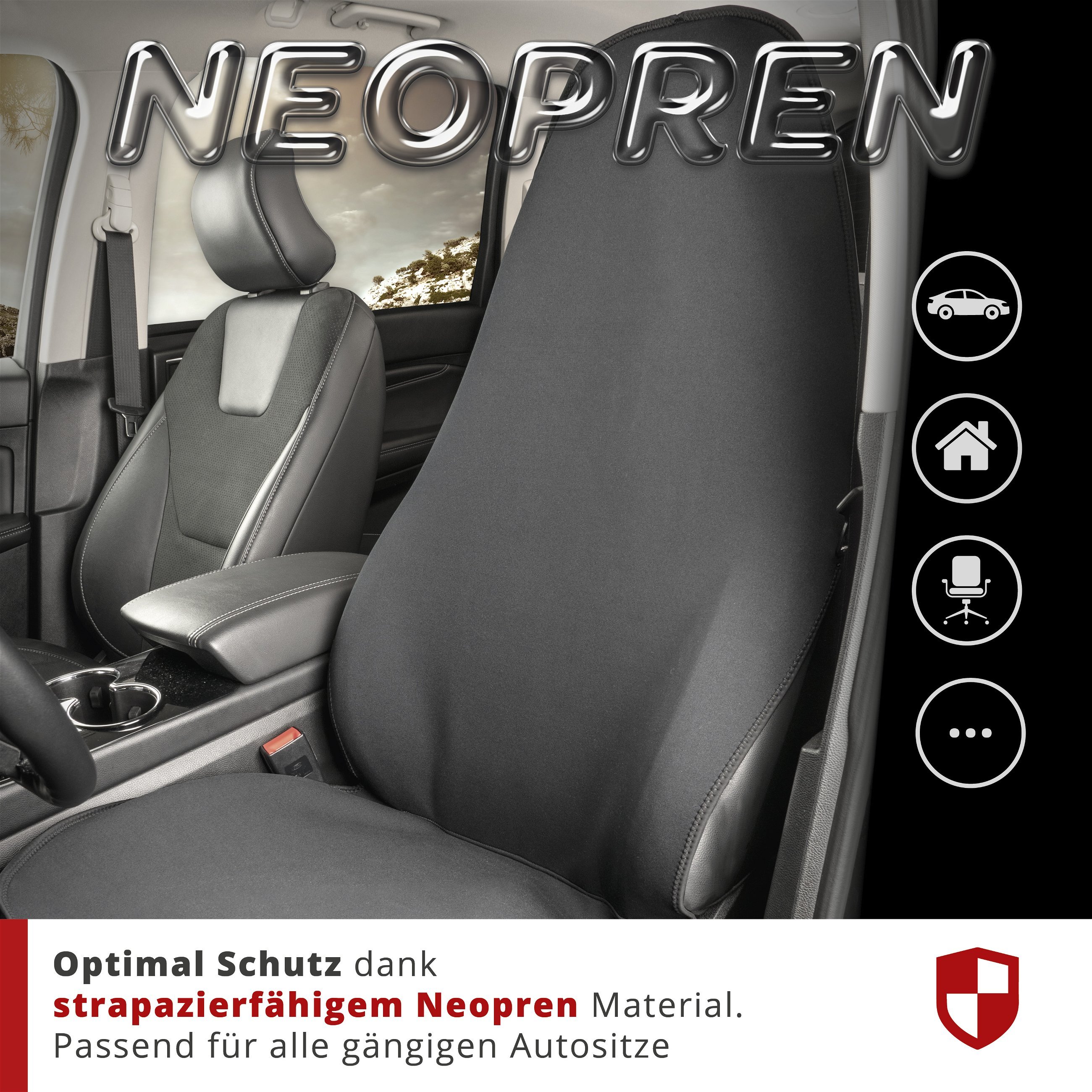PKW Sitzauflage Neopren, Auto-Sitzschoner Vordersitz wasserdicht, robuste Universal Schutzauflage und Schutzunterlage PKW/LKW