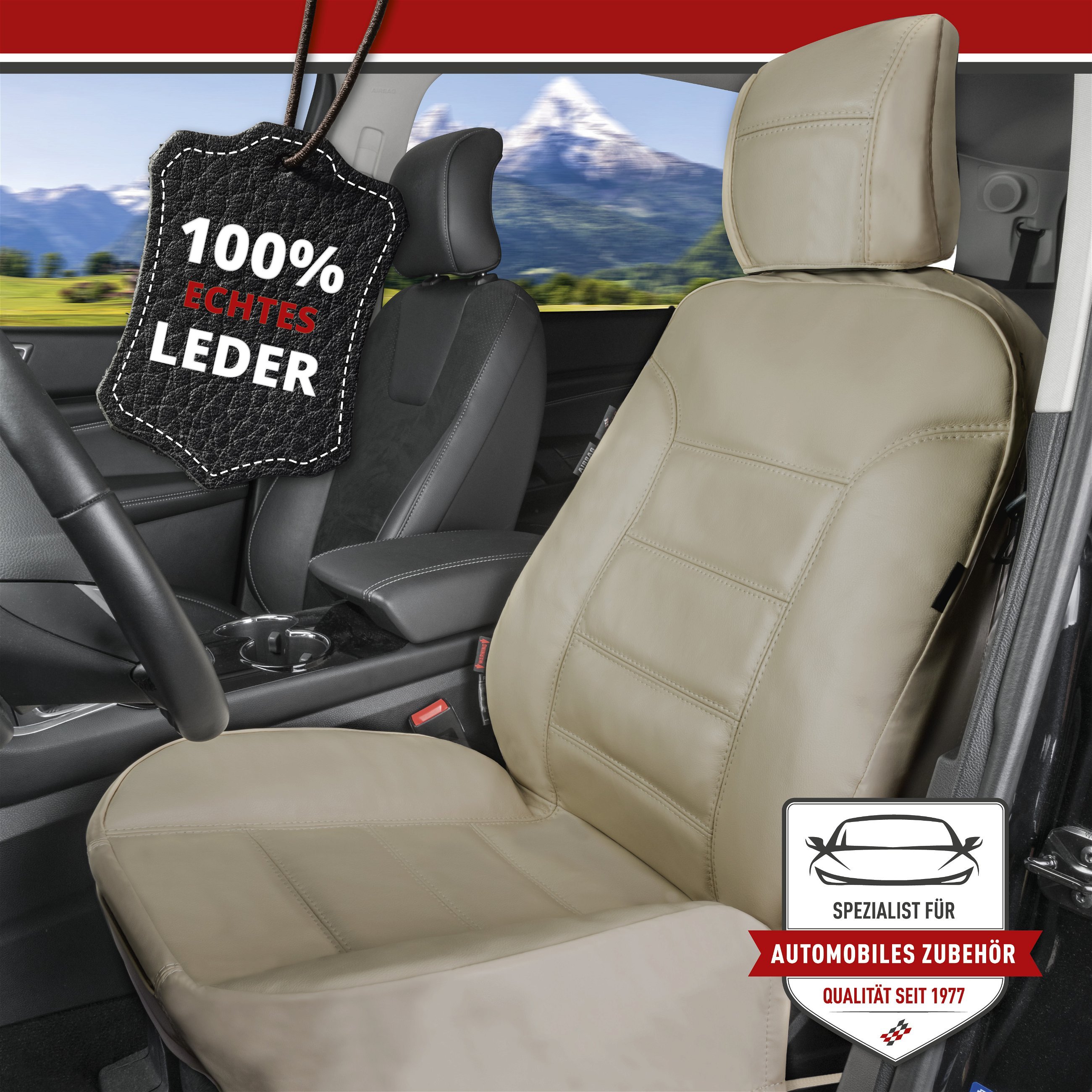 Car Seat cover Billy in real leather beige ZIPP IT Leather Seat