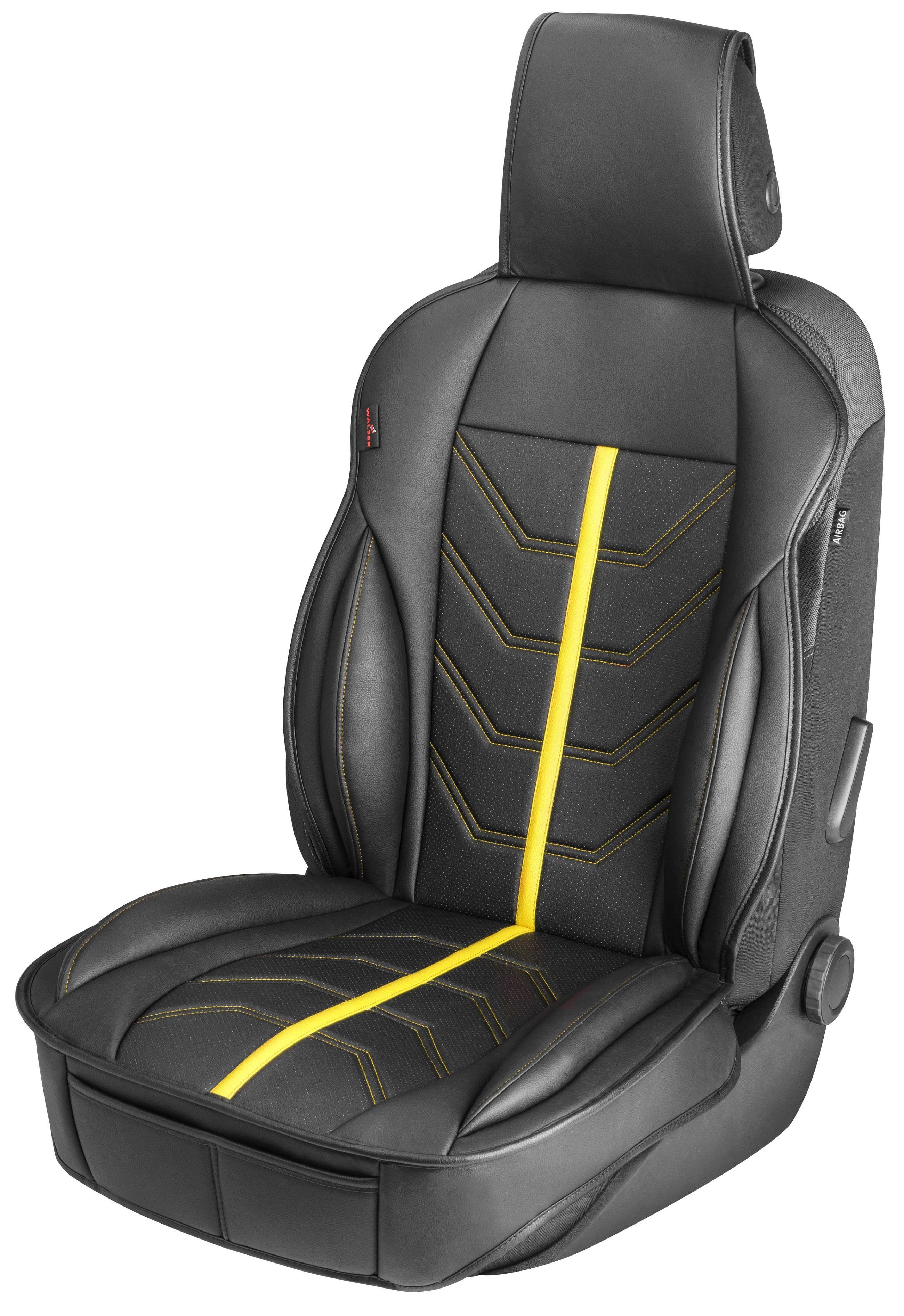 Car Seat cover Kimi, seat protector for cars in racing look black/yellow