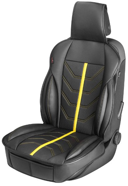 PKW Sitzauflage Kimi, AutoSitzaufleger im Rennsportdesign schwarz/gelb