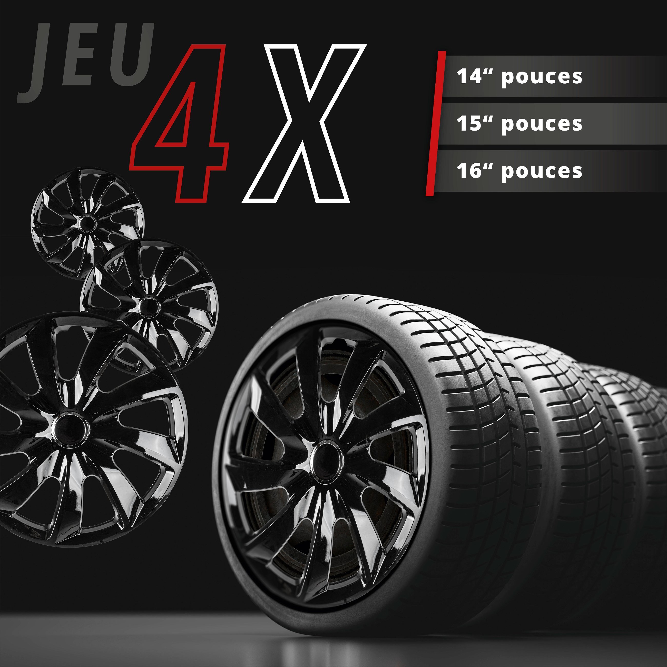 Enjoliveurs Turbine 16", 4 pièce noir