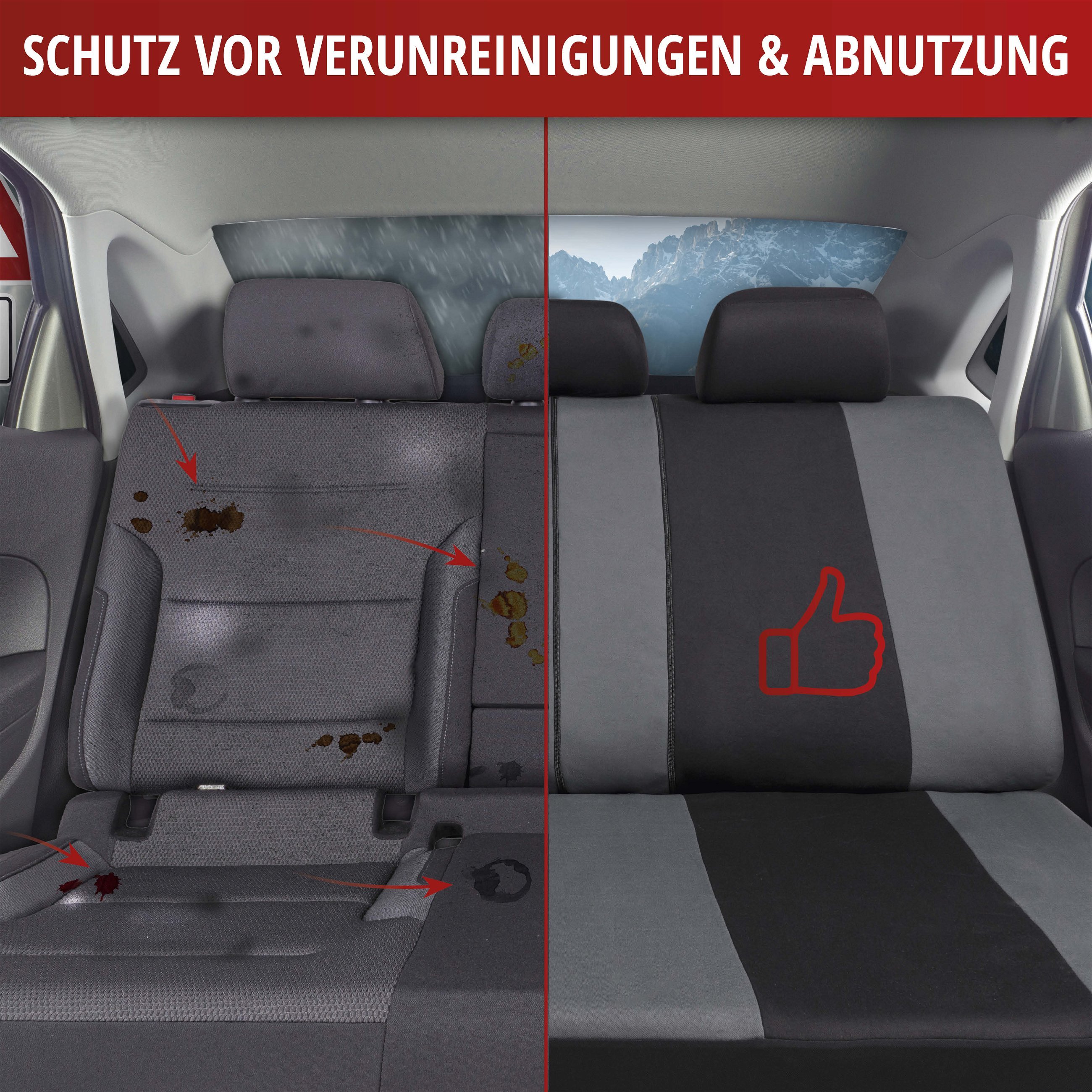 Autositzbezug ZIPP-IT Premium Inde, PKW-Schonbezüge Komplettset mit Reißverschluss-System schwarz/grau