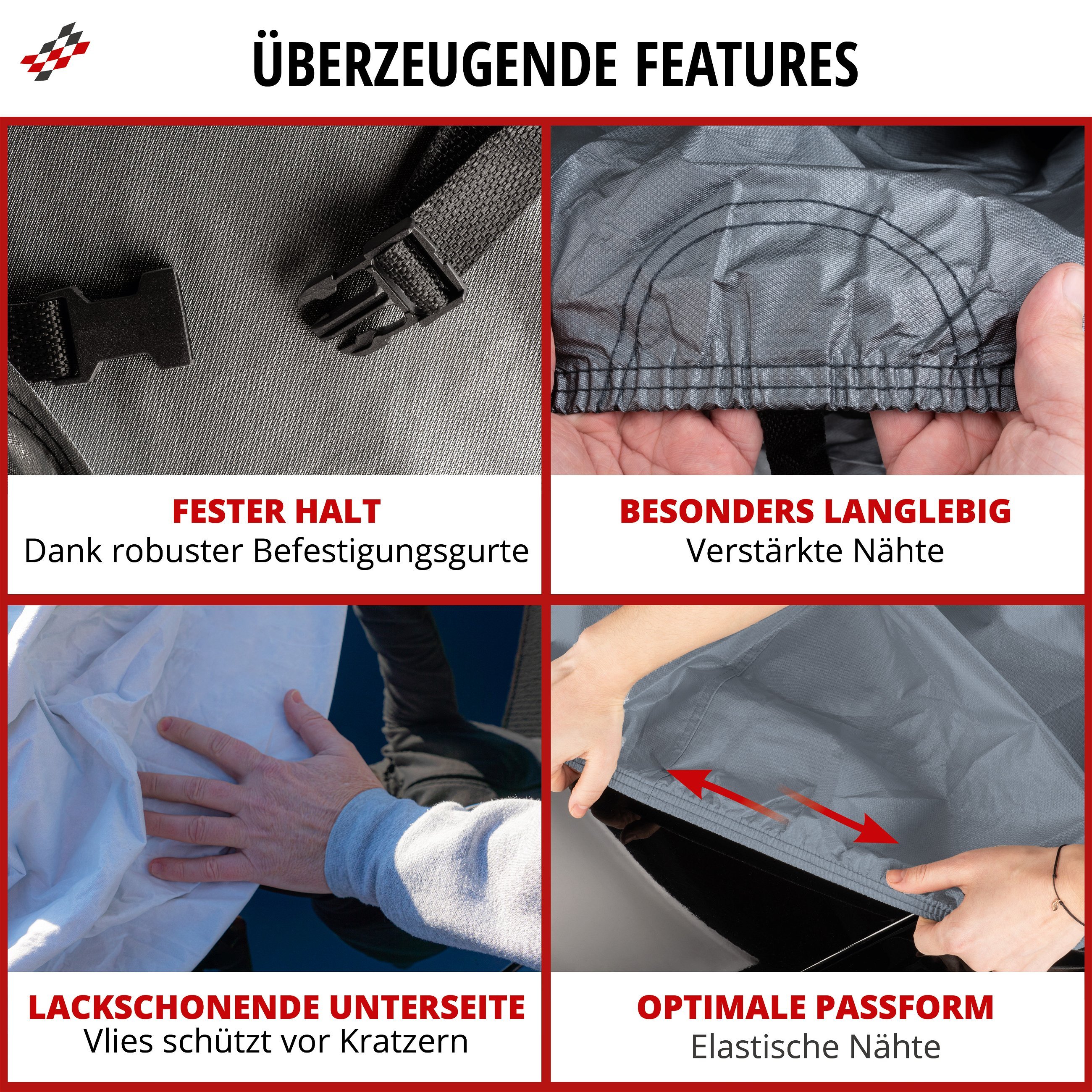 Abdeckplane Auto All Weather Basic, Autoplane Vollgarage SUV Größe M, Autoabdeckung grau
