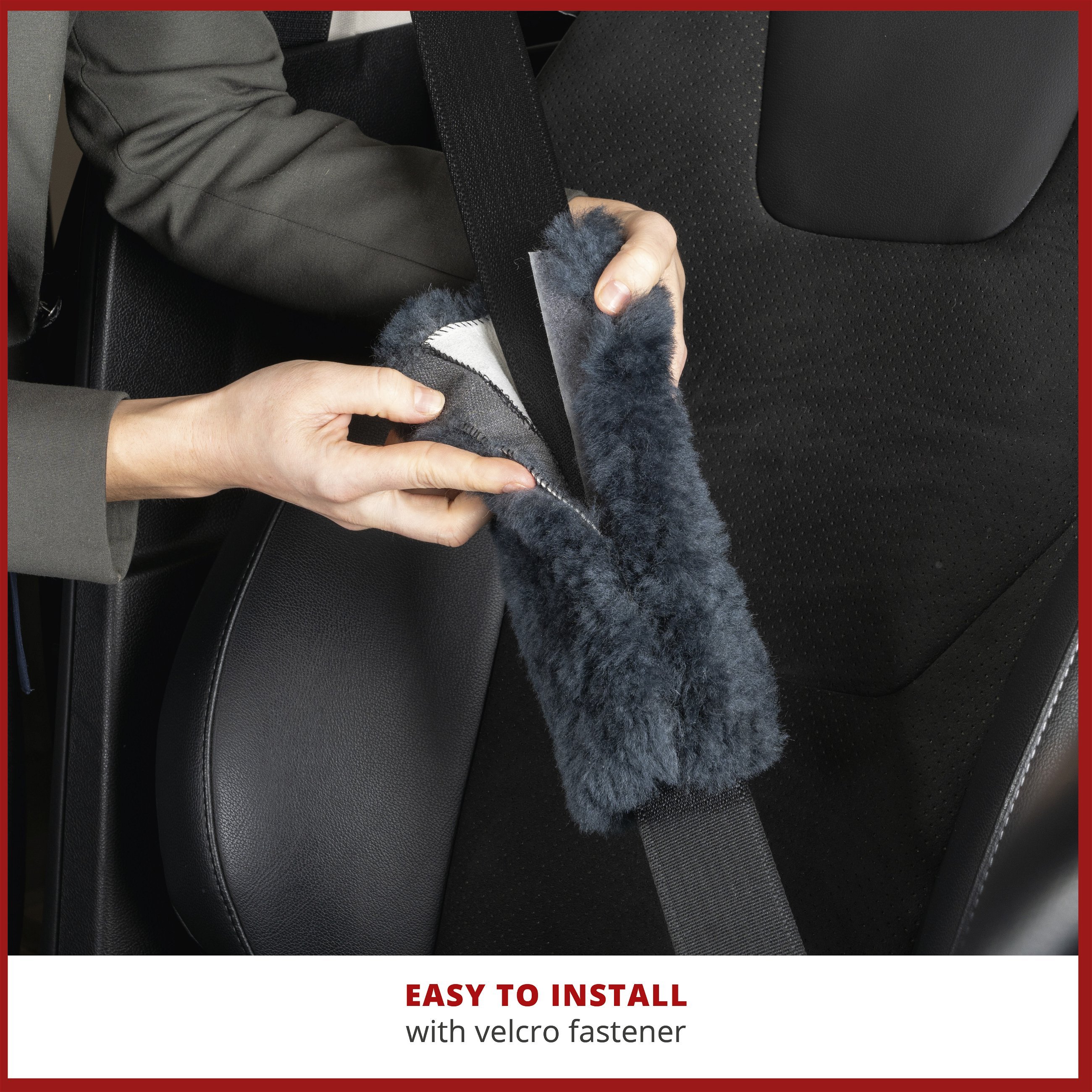 Seatbelt pad Millie lambskin, 2 pieces anthracite