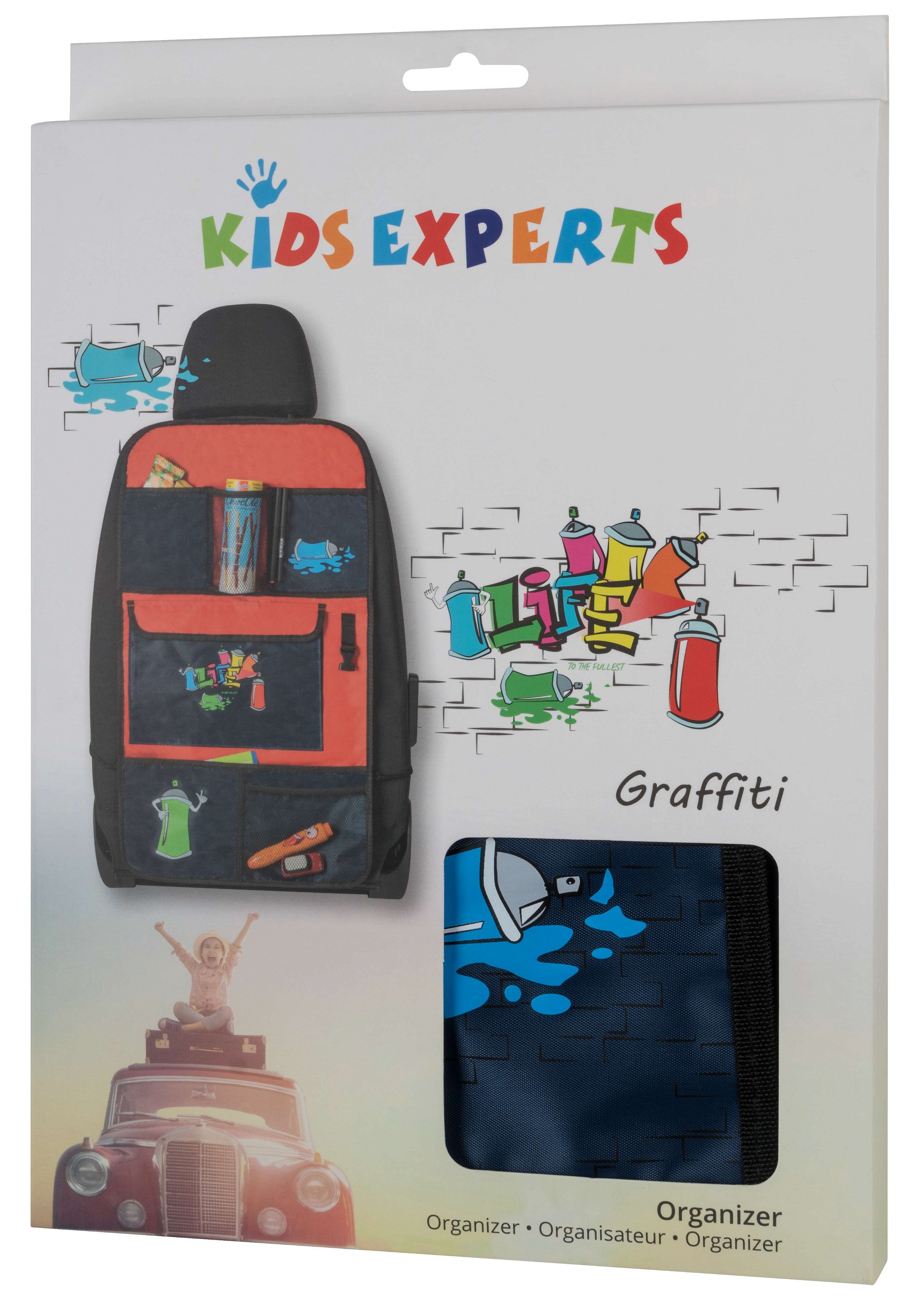 Auto-Organizer Graffiti, Rücksitz-Organizer mit Taschen blau