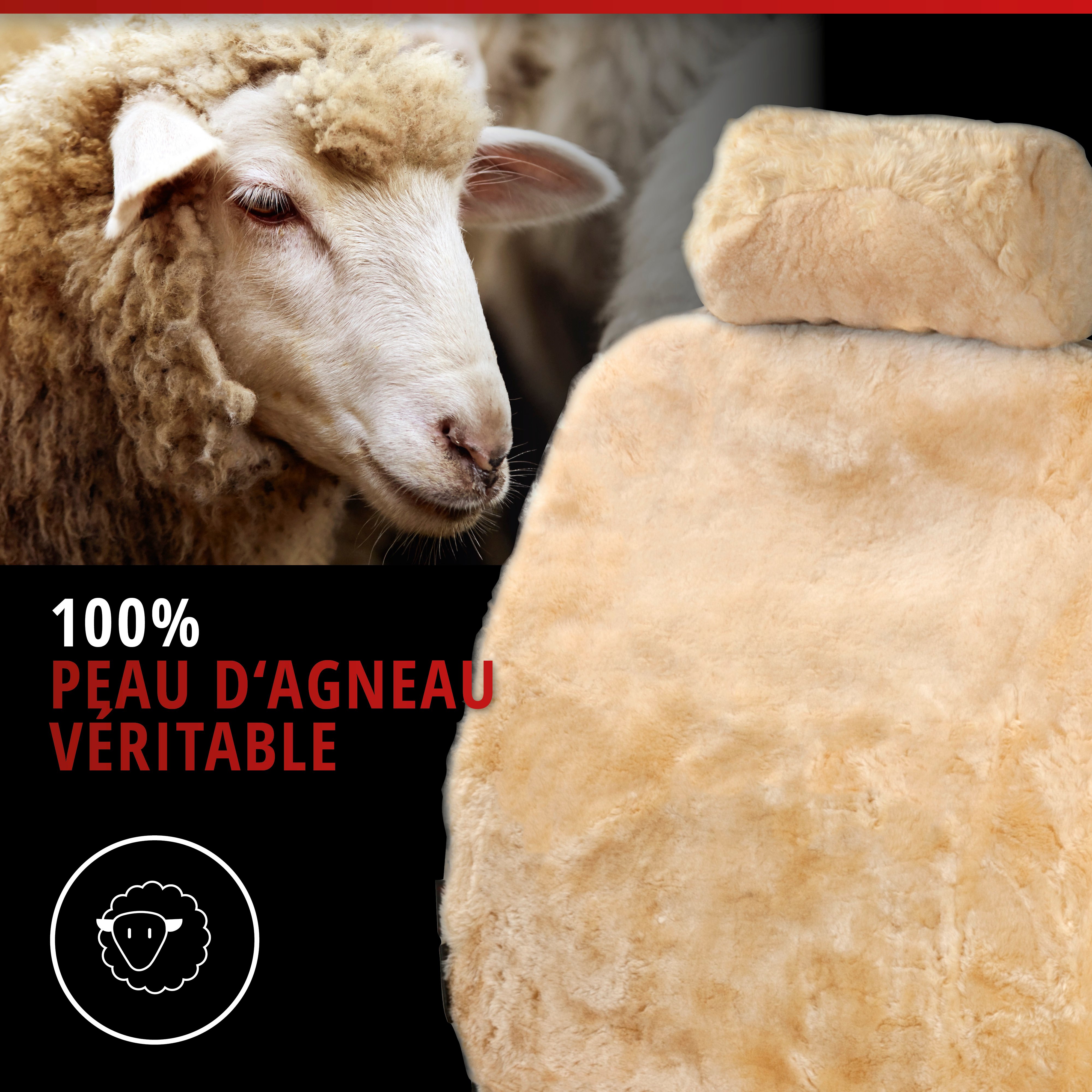 Housses de sièges Iva en agneau beige avec système informatique ZIPP