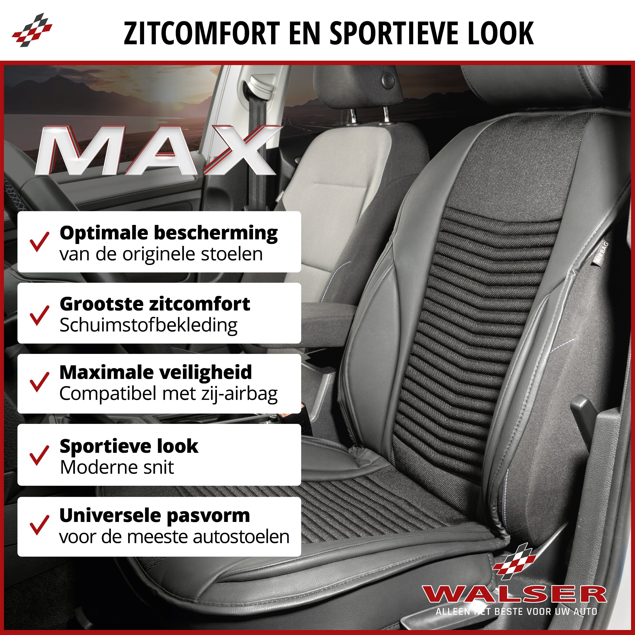 Stoelkussen Max zwart