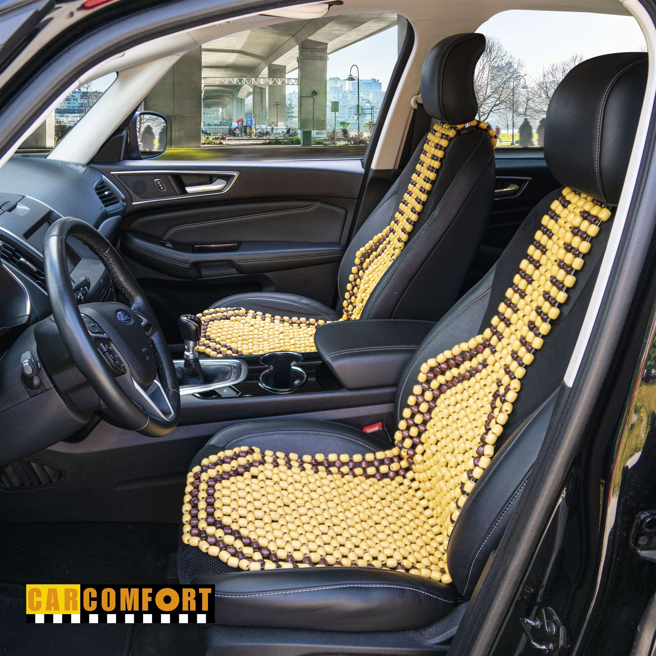 Car Seat cover made of wood beads nature