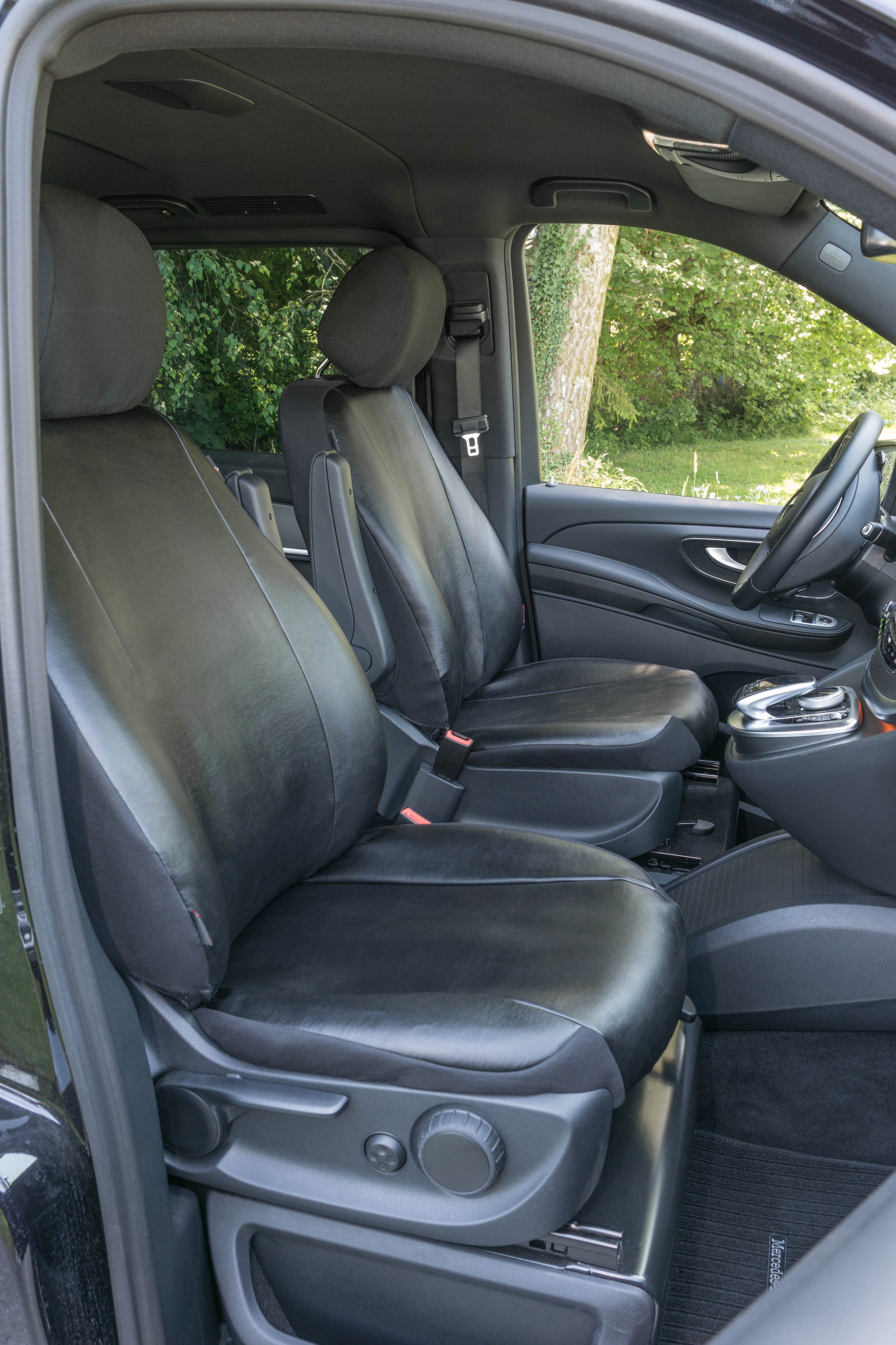 Passform Sitzbezug aus Kunstleder kompatibel mit Mercedes-Benz V-Klasse 447, Einzelsitz Beifahrer Armlehne innen