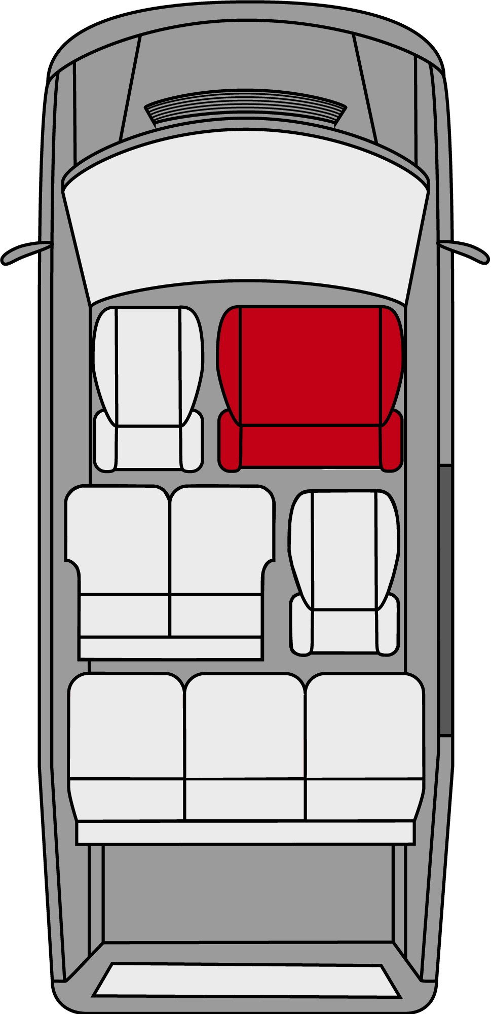 Housse de siège Transporter en tissu pour VW T6, double banquette avant pliable