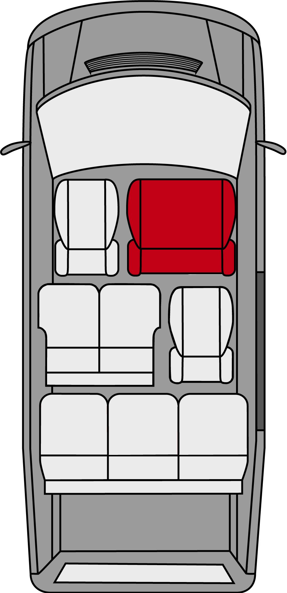 Autostoelhoes Transporter Fit Kunstleer antraciet geschikt voor VW T5, Dubbele Bank front