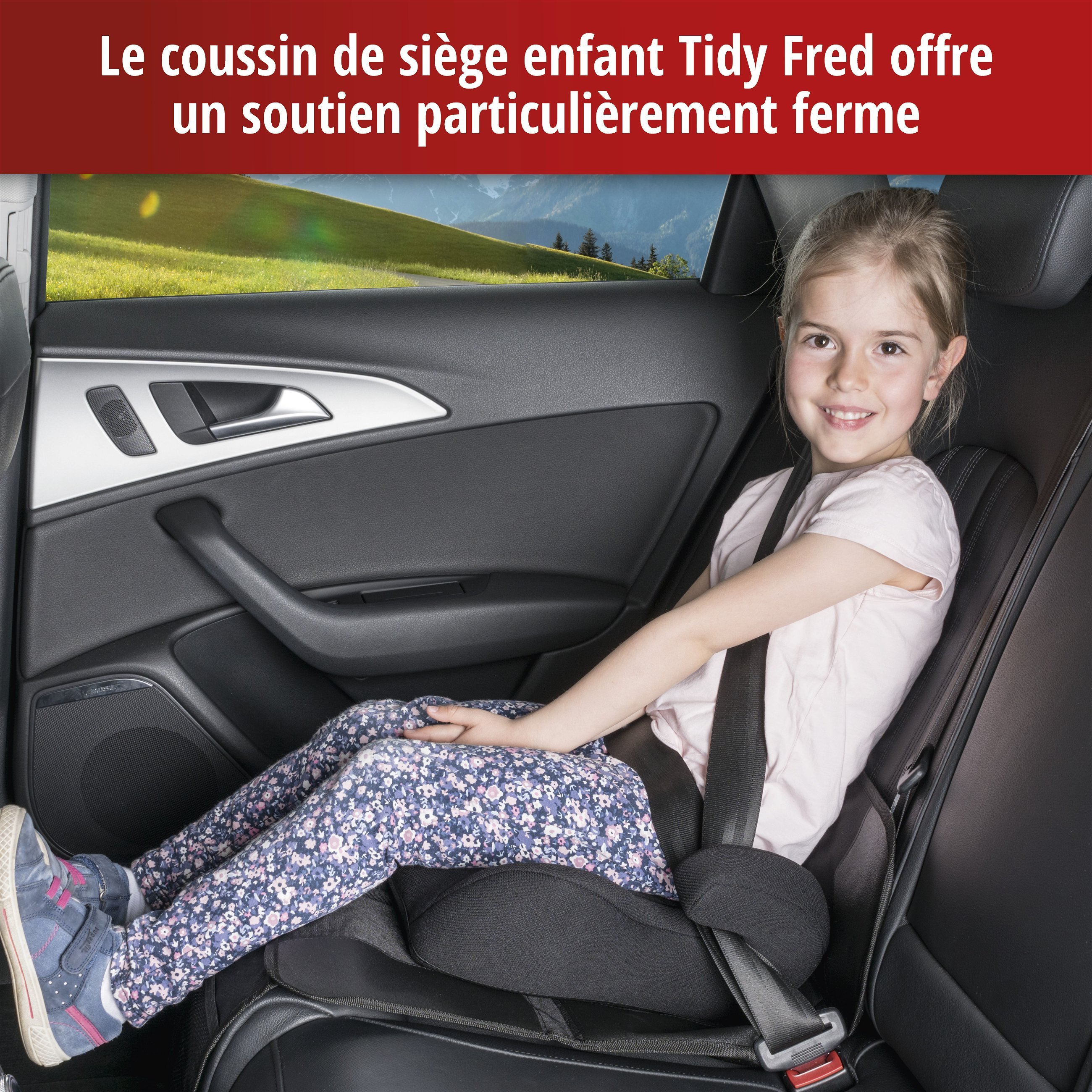 Coussin pour siège enfant Tidy Fred, tapis de protection pour siège enfant gris/noir
