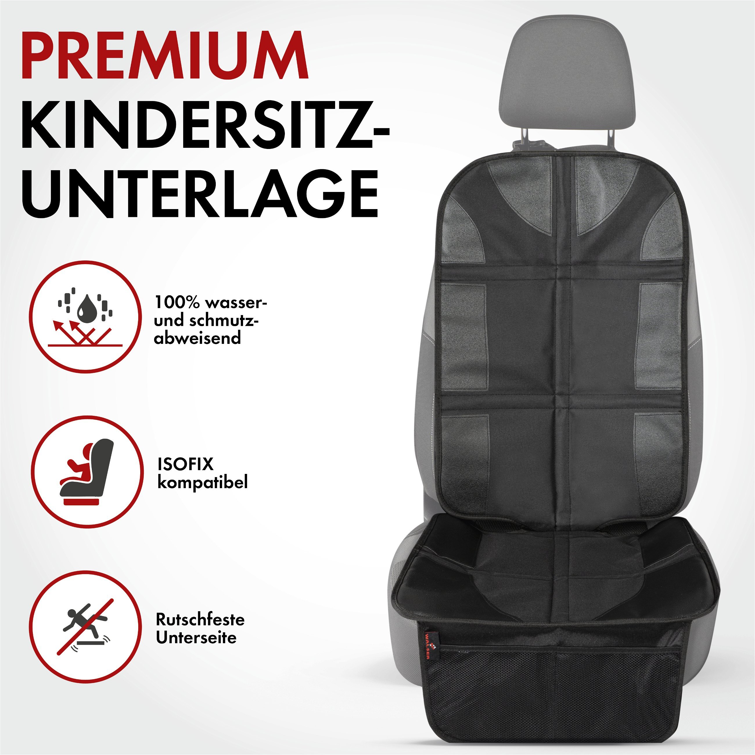 Kindersitzunterlage George Premium XL, Auto-Schutzunterlage, Sitzschoner Kindersitz schwarz