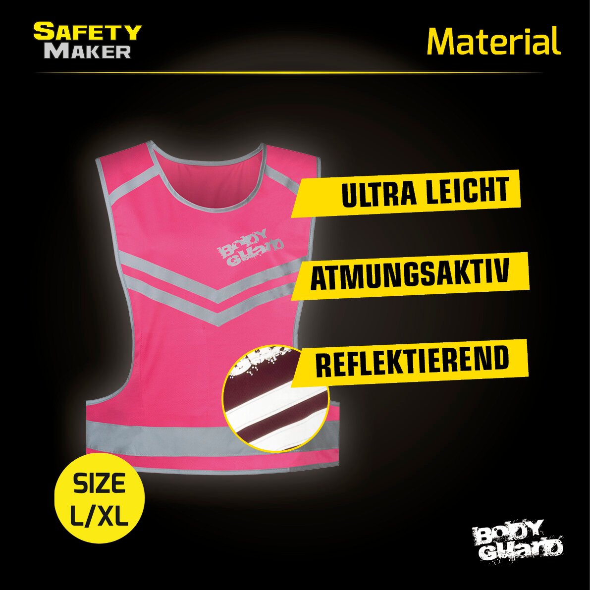 Laufweste mit reflektierenden Streifen pink - Grösse S/M