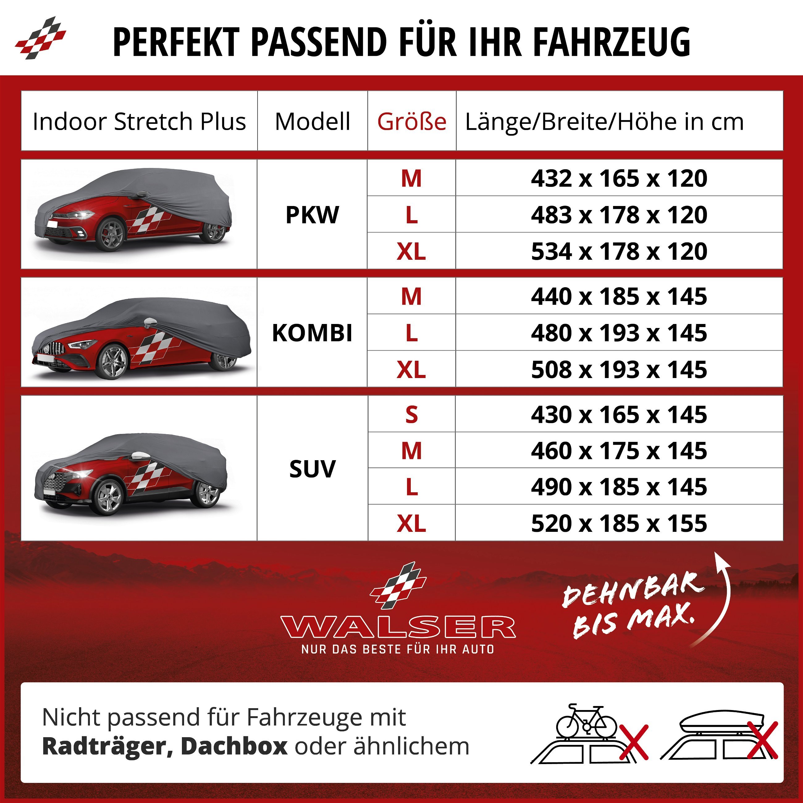 Autoplane Indoor Stretch Plus, PKW-Abdeckplane Kombi Größe L anthrazit