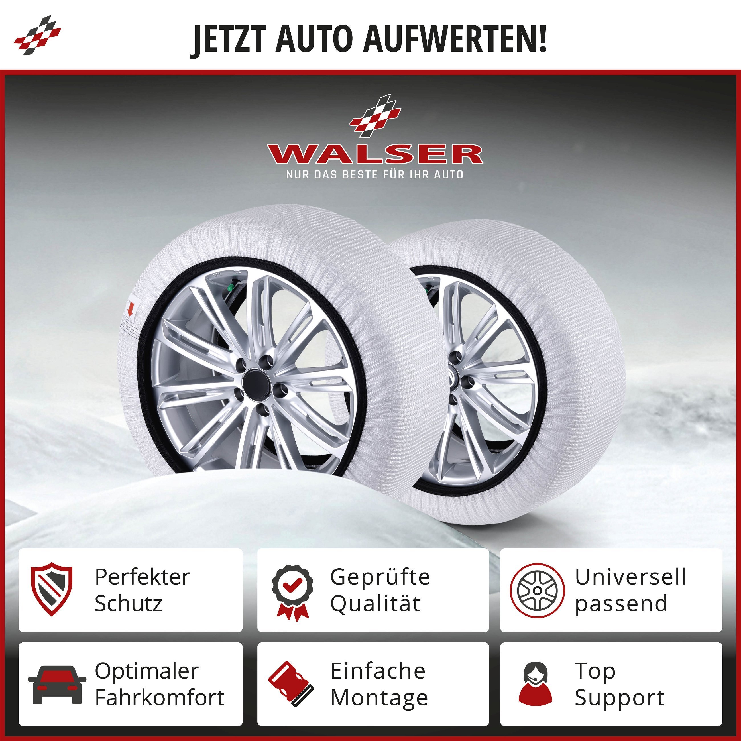 Premium Schneeketten Alternative Ultra Grip M, Textil Schneeketten, Schneesocken 2er Set weiß