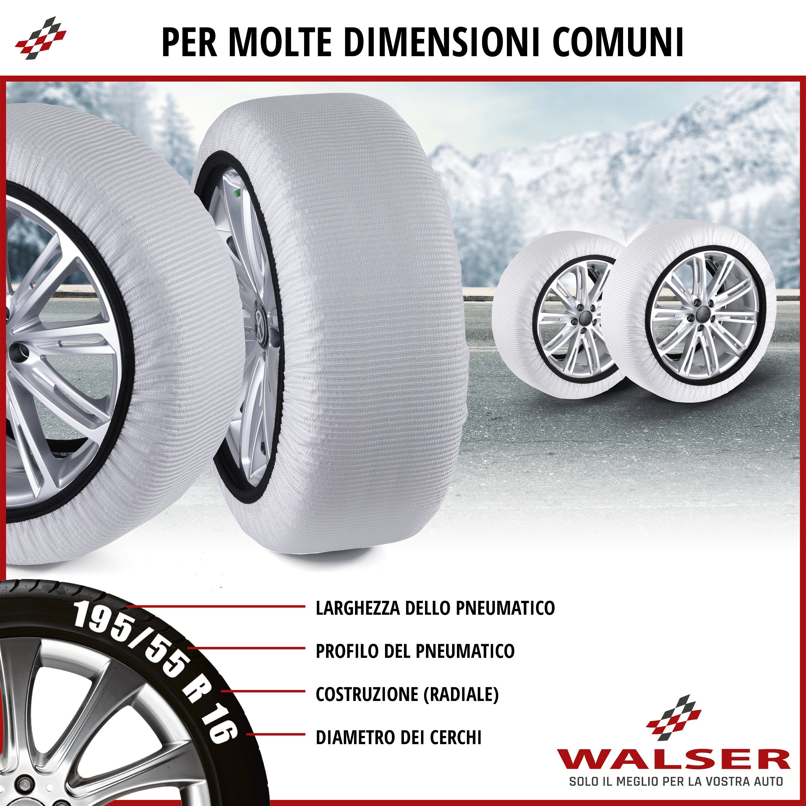 Catene da neve Premium Alternative Ultra Grip XS, catene da neve in tessuto, calze da neve Set di 2 bianco